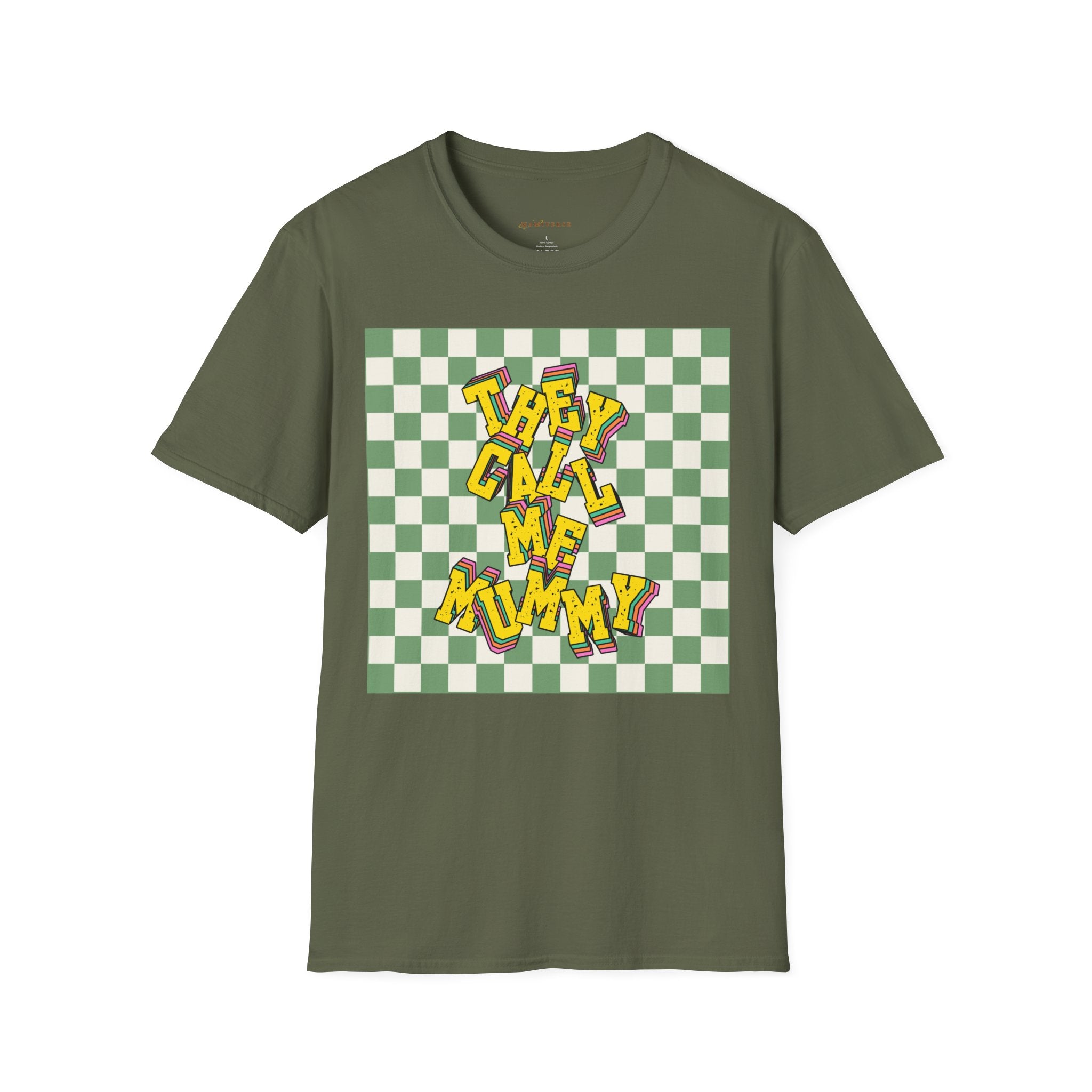 They Call Me Mummy 90s Checkered Mother's Day T-Shirt