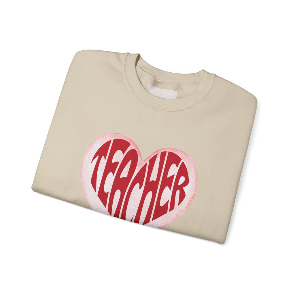 Teacher Ribbon Heart Appreciation Crewneck Sweatshirt