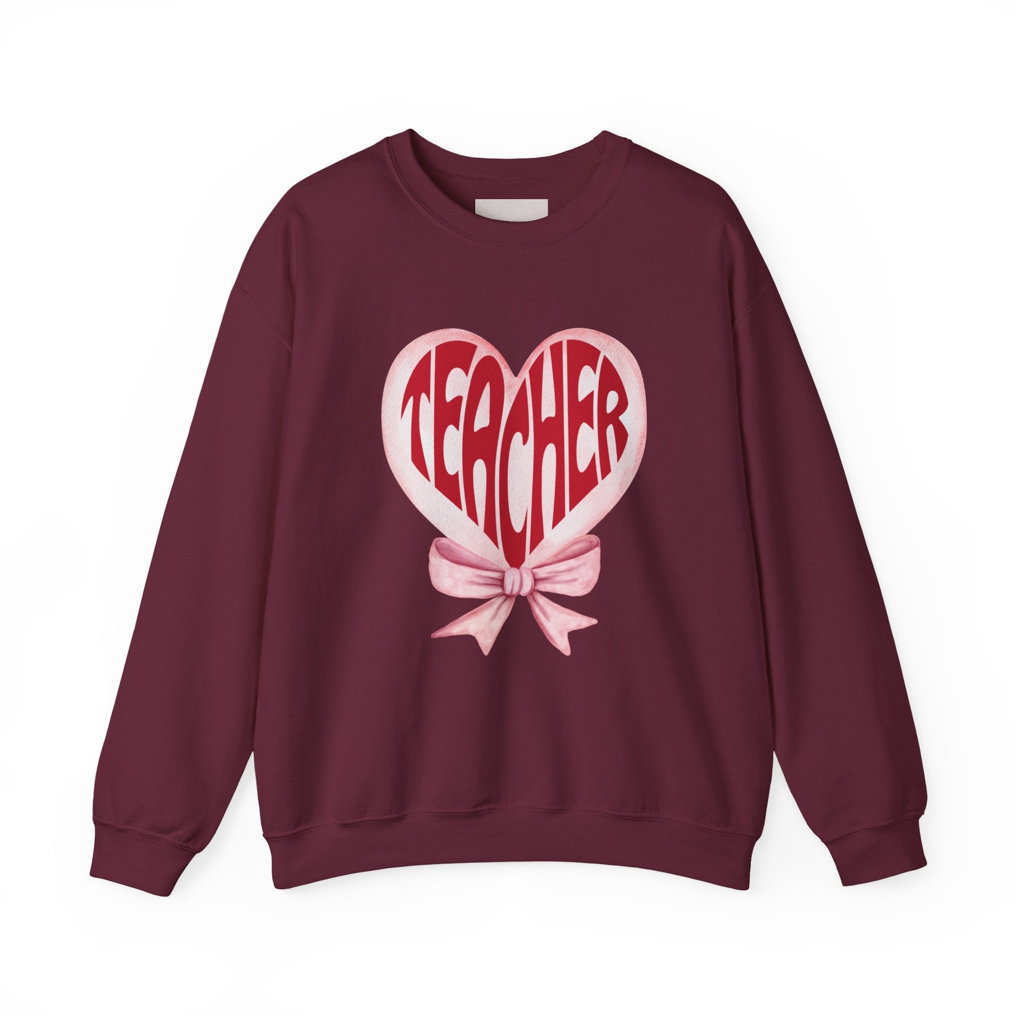 Teacher Ribbon Heart Appreciation Crewneck Sweatshirt