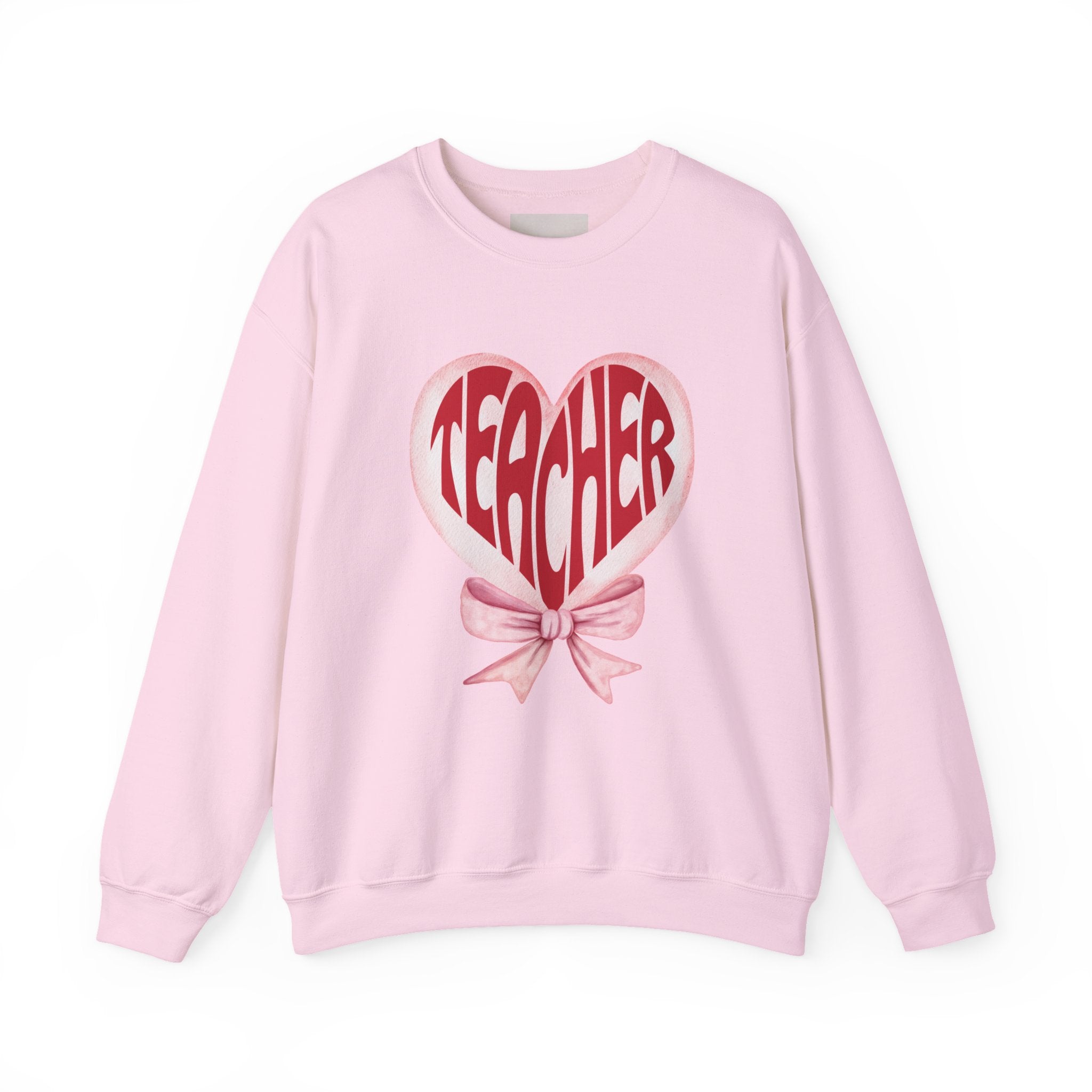 Teacher Ribbon Heart Appreciation Crewneck Sweatshirt