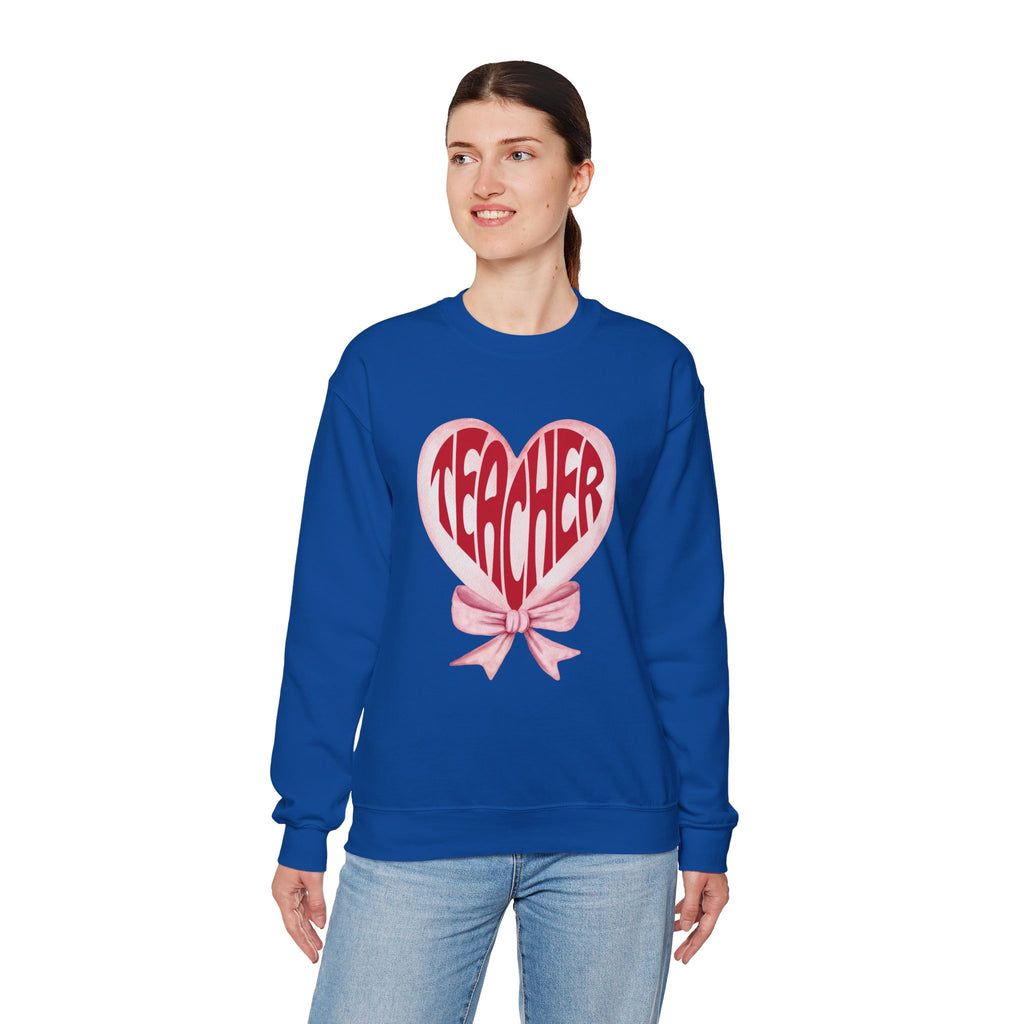 Teacher Ribbon Heart Appreciation Crewneck Sweatshirt