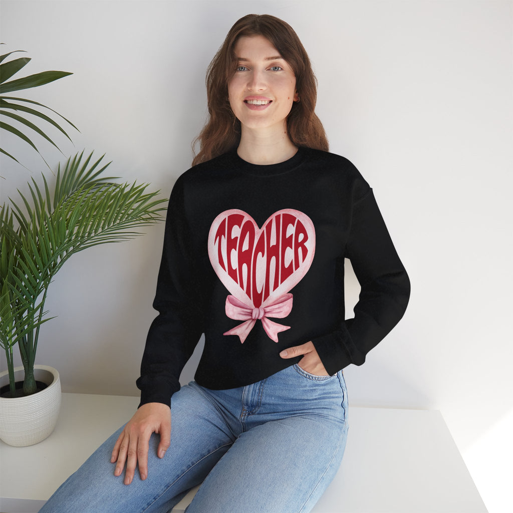 Teacher Ribbon Heart Appreciation Crewneck Sweatshirt
