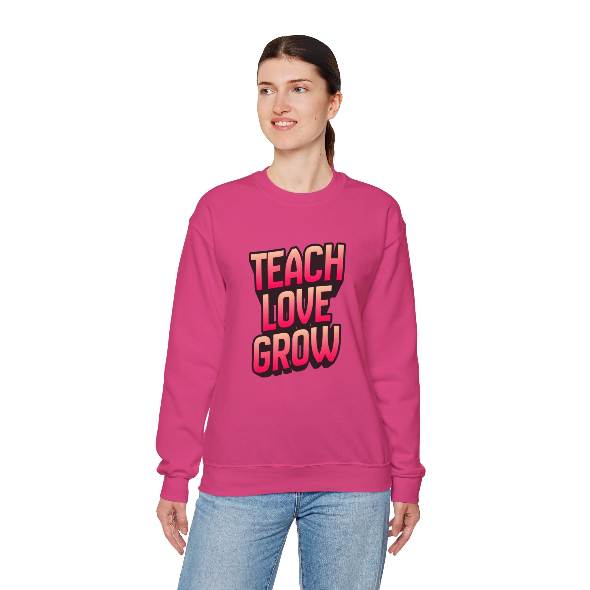 Teach Love Grow Teacher Appreciation Crewneck Sweatshirt