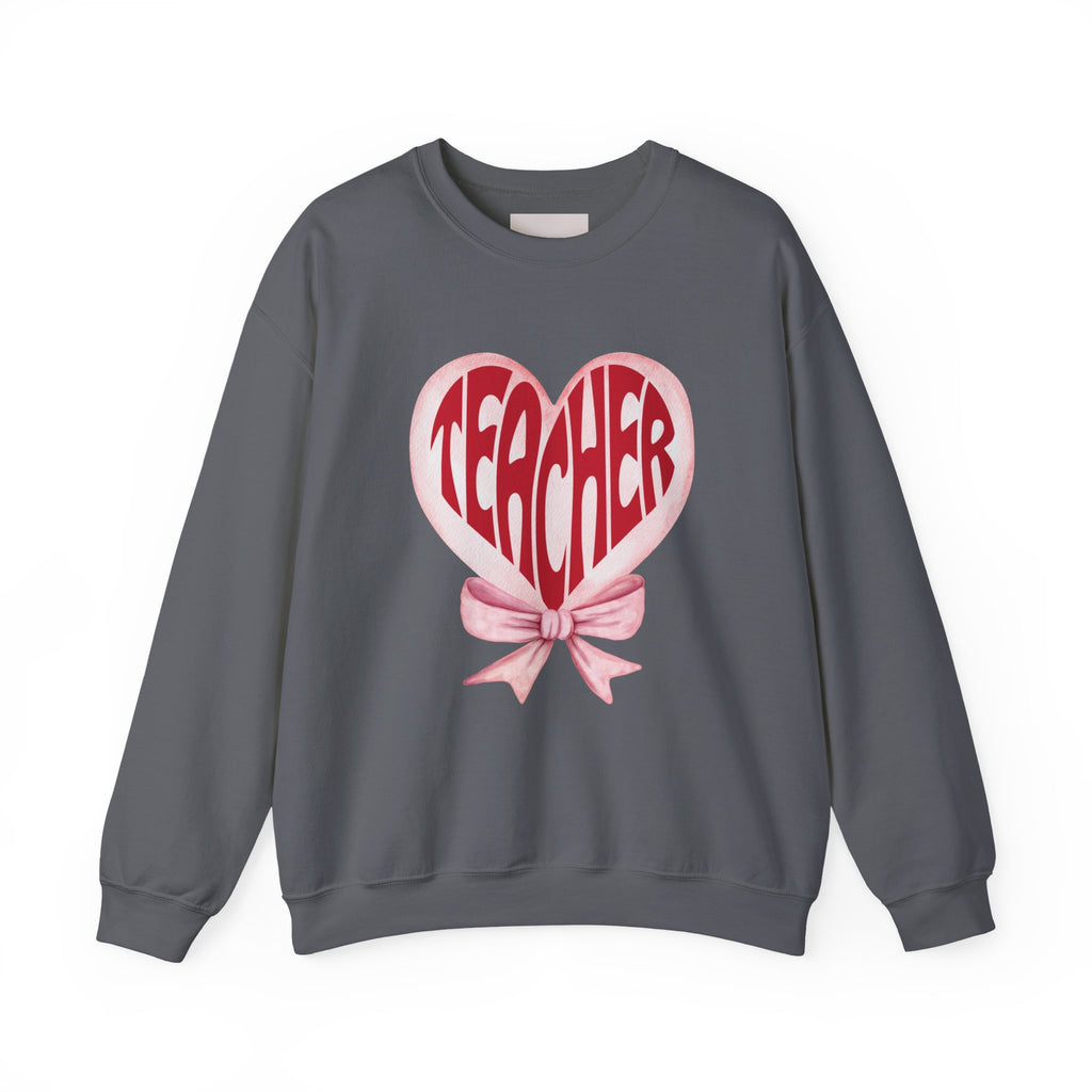 Teacher Ribbon Heart Appreciation Crewneck Sweatshirt