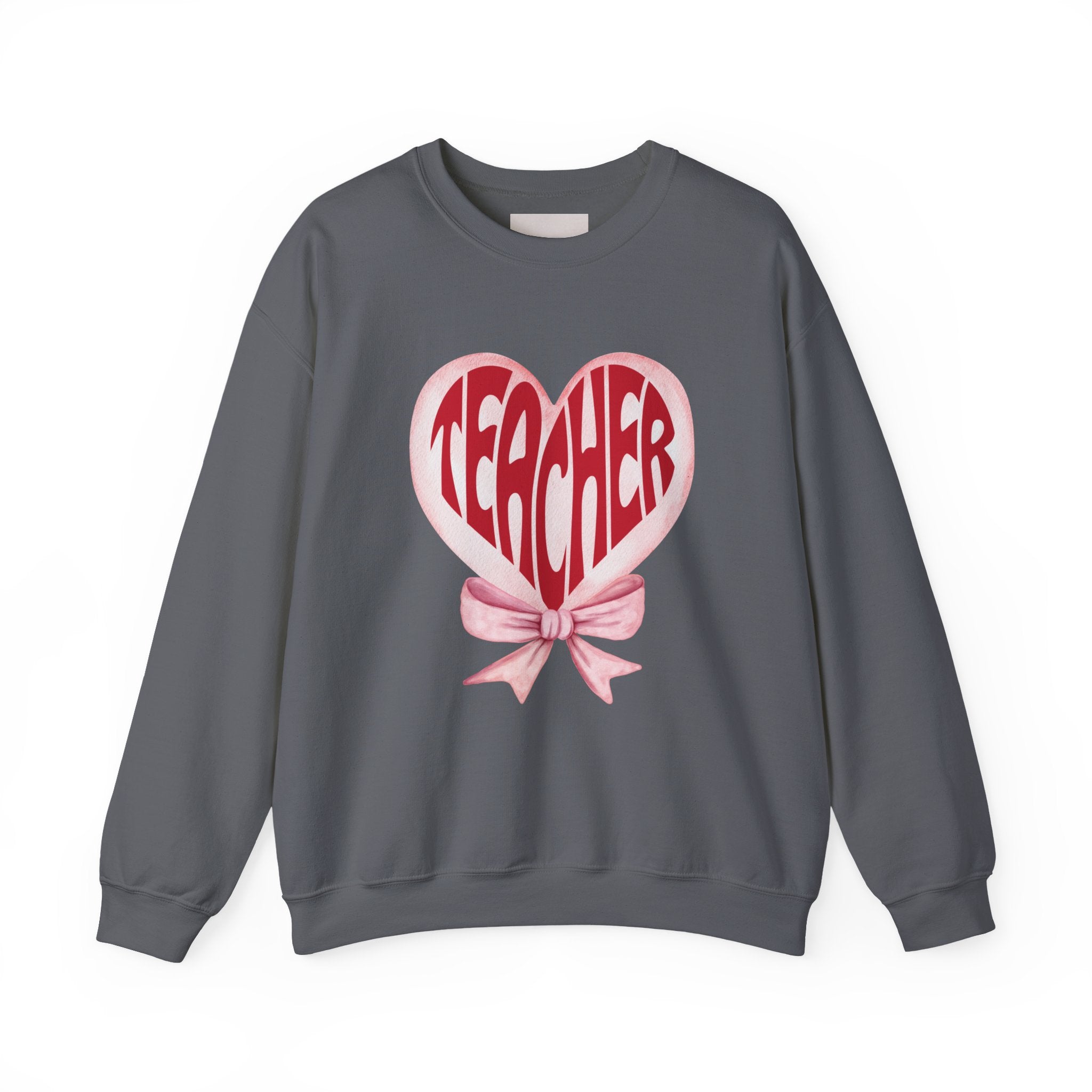 Teacher Ribbon Heart Appreciation Crewneck Sweatshirt