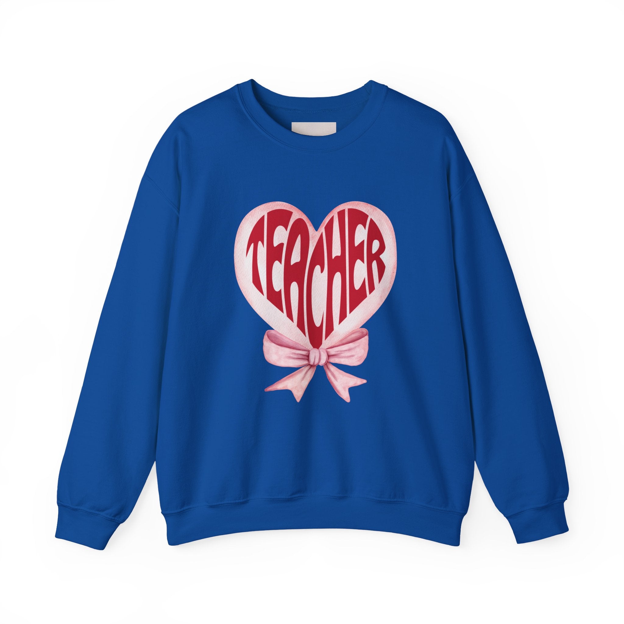 Teacher Ribbon Heart Appreciation Crewneck Sweatshirt