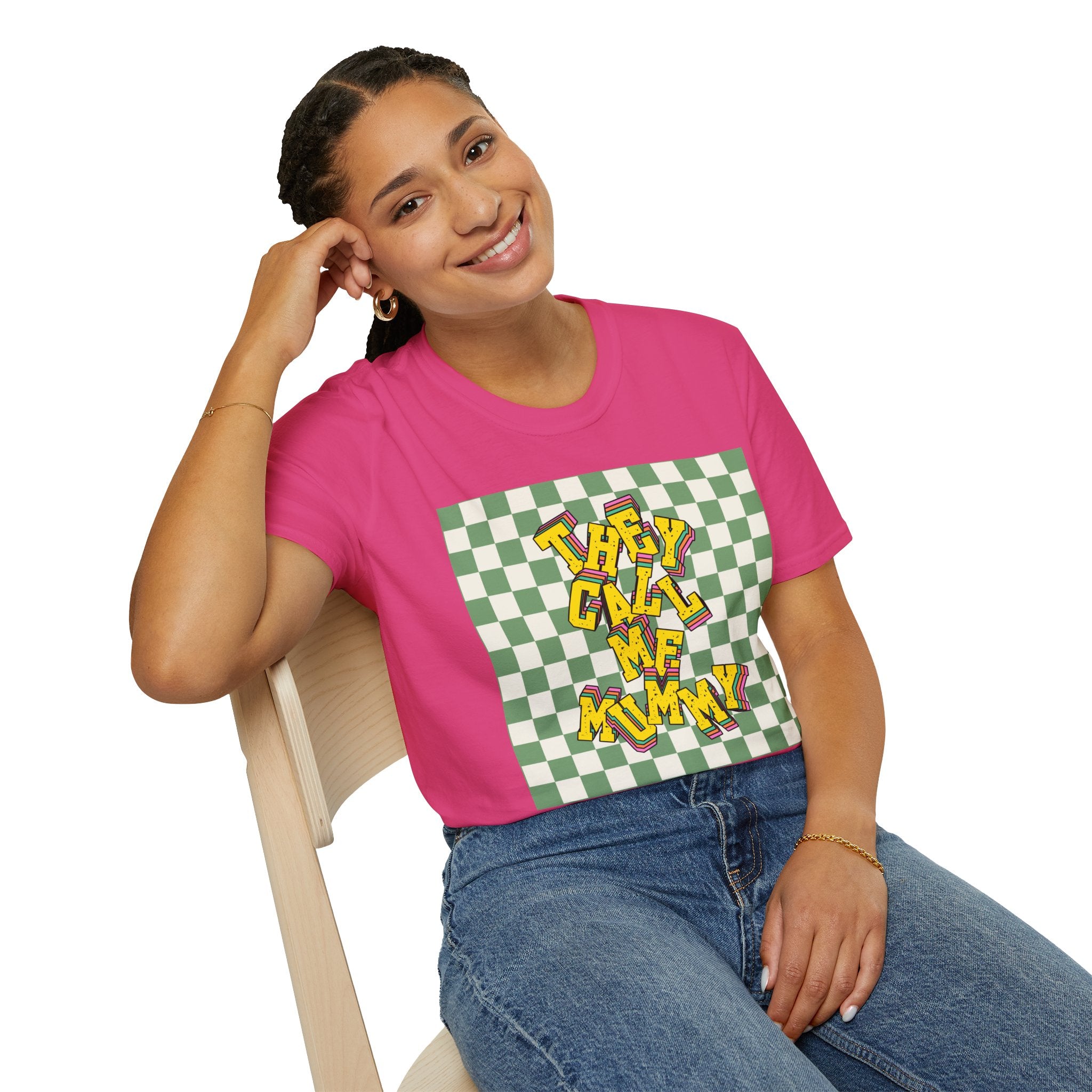 They Call Me Mummy 90s Checkered Mother's Day T-Shirt