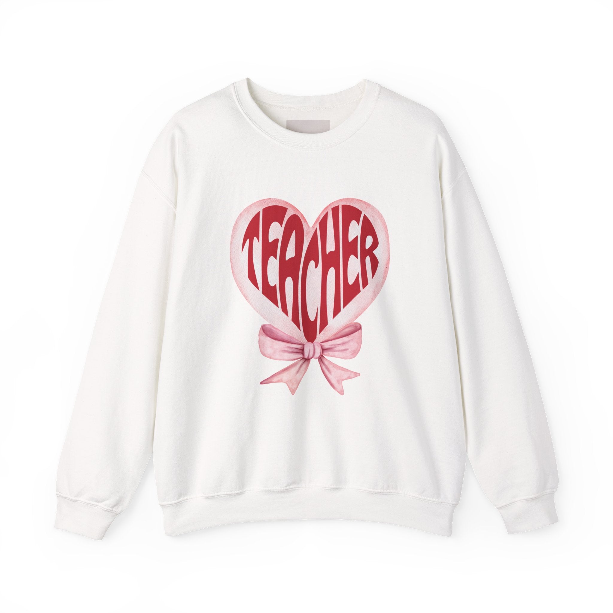 Teacher Ribbon Heart Appreciation Crewneck Sweatshirt