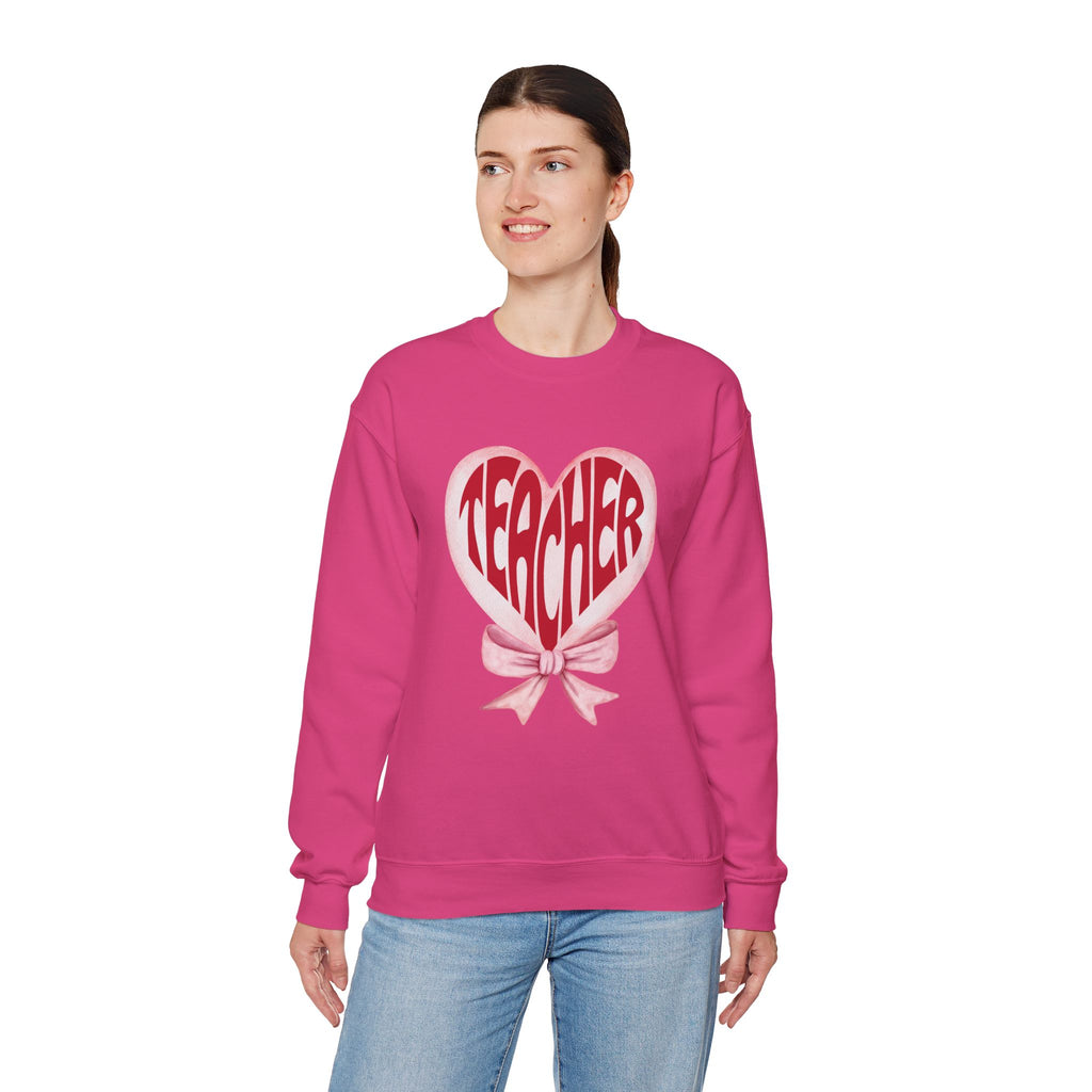 Teacher Ribbon Heart Appreciation Crewneck Sweatshirt