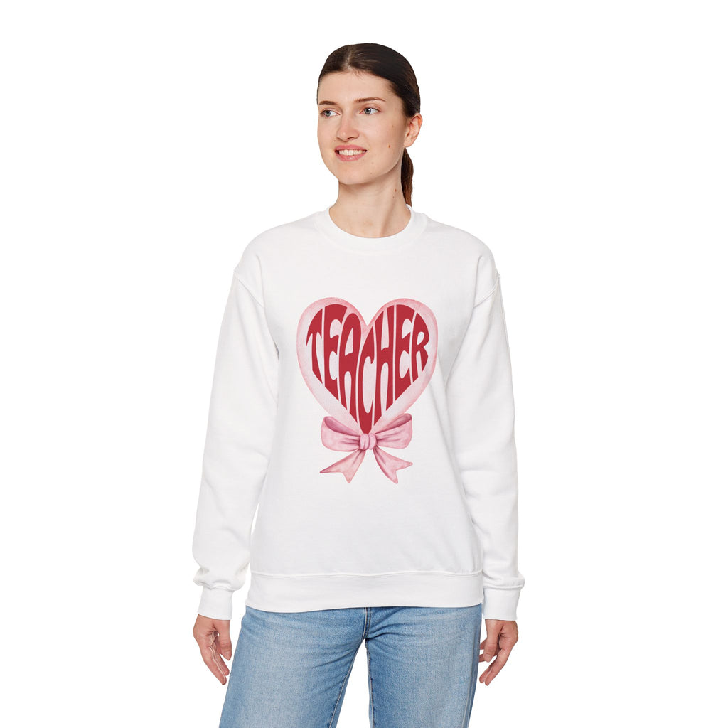 Teacher Ribbon Heart Appreciation Crewneck Sweatshirt
