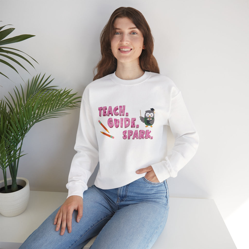 Teacher "Teach • Guide • Spark" Crewneck Sweatshirt — Teacher Appreciation Gift