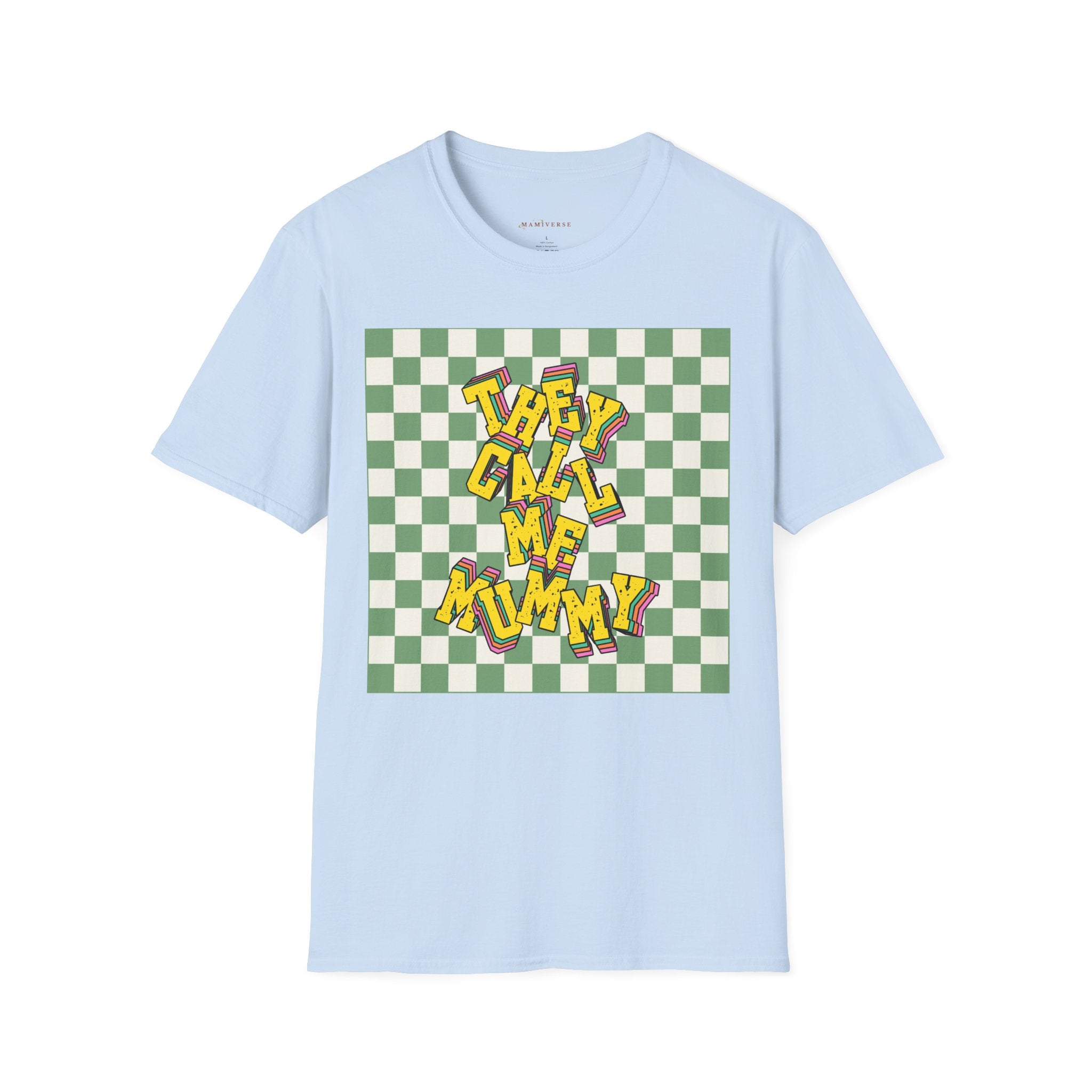 They Call Me Mummy 90s Checkered Mother's Day T-Shirt