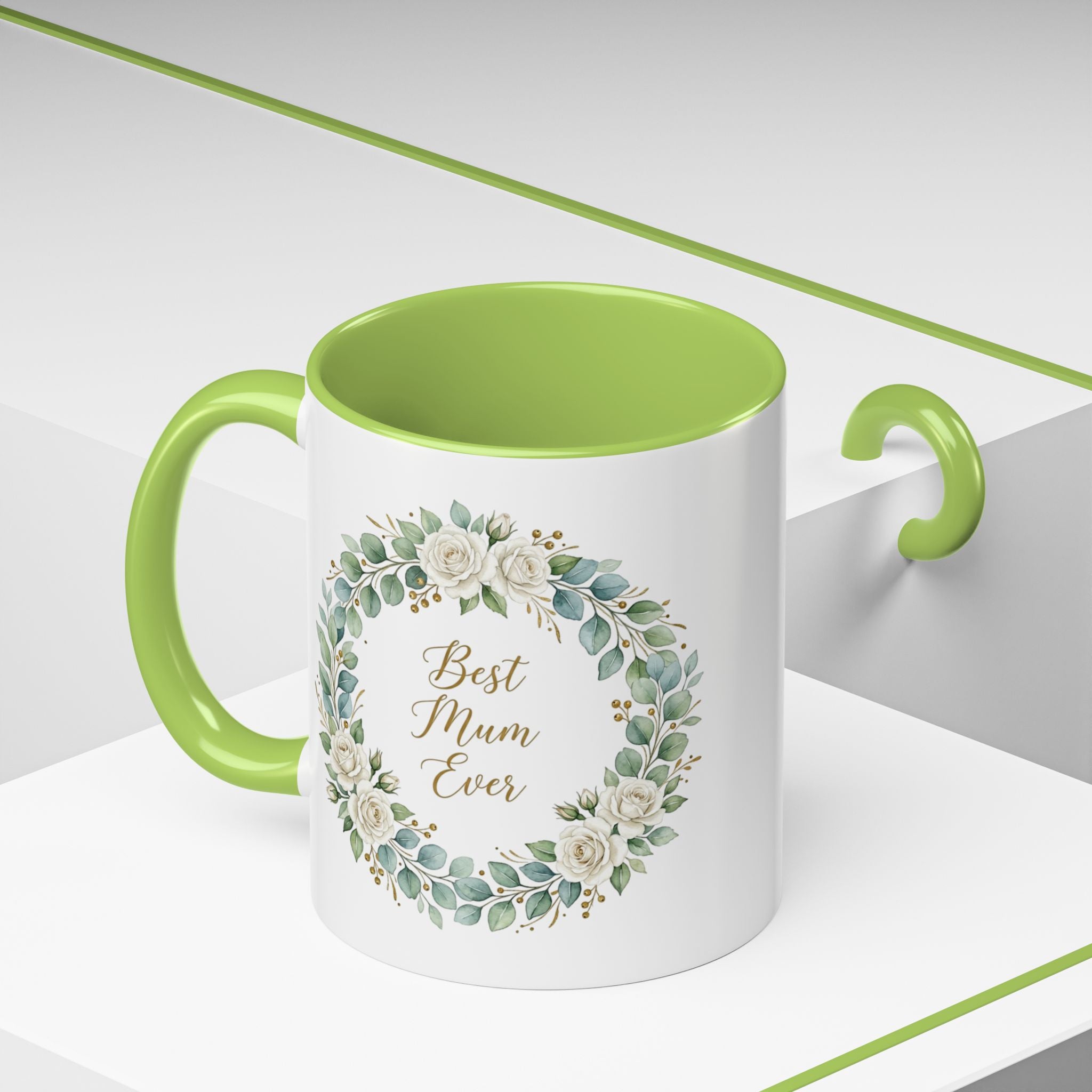 Best Mum Ever Floral Wreath Accent Coffee Mug (11/15oz)