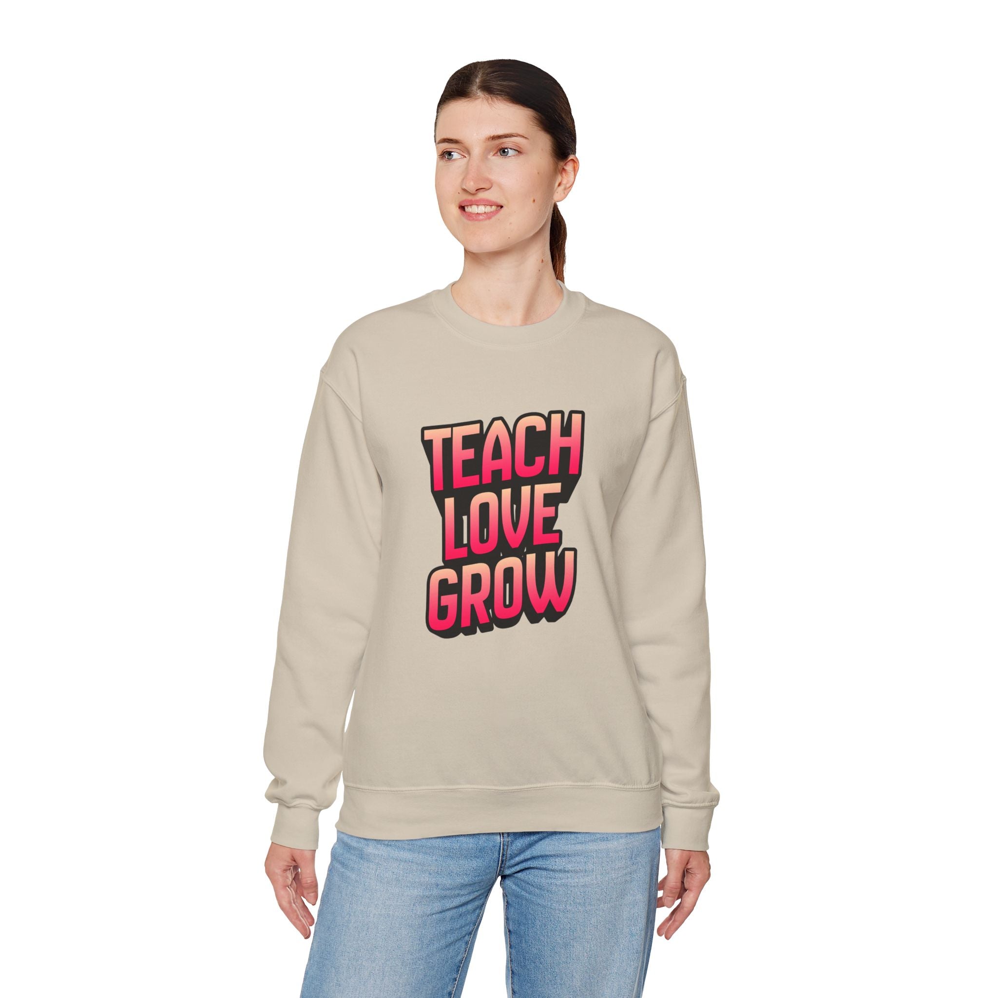 Teach Love Grow Teacher Appreciation Crewneck Sweatshirt