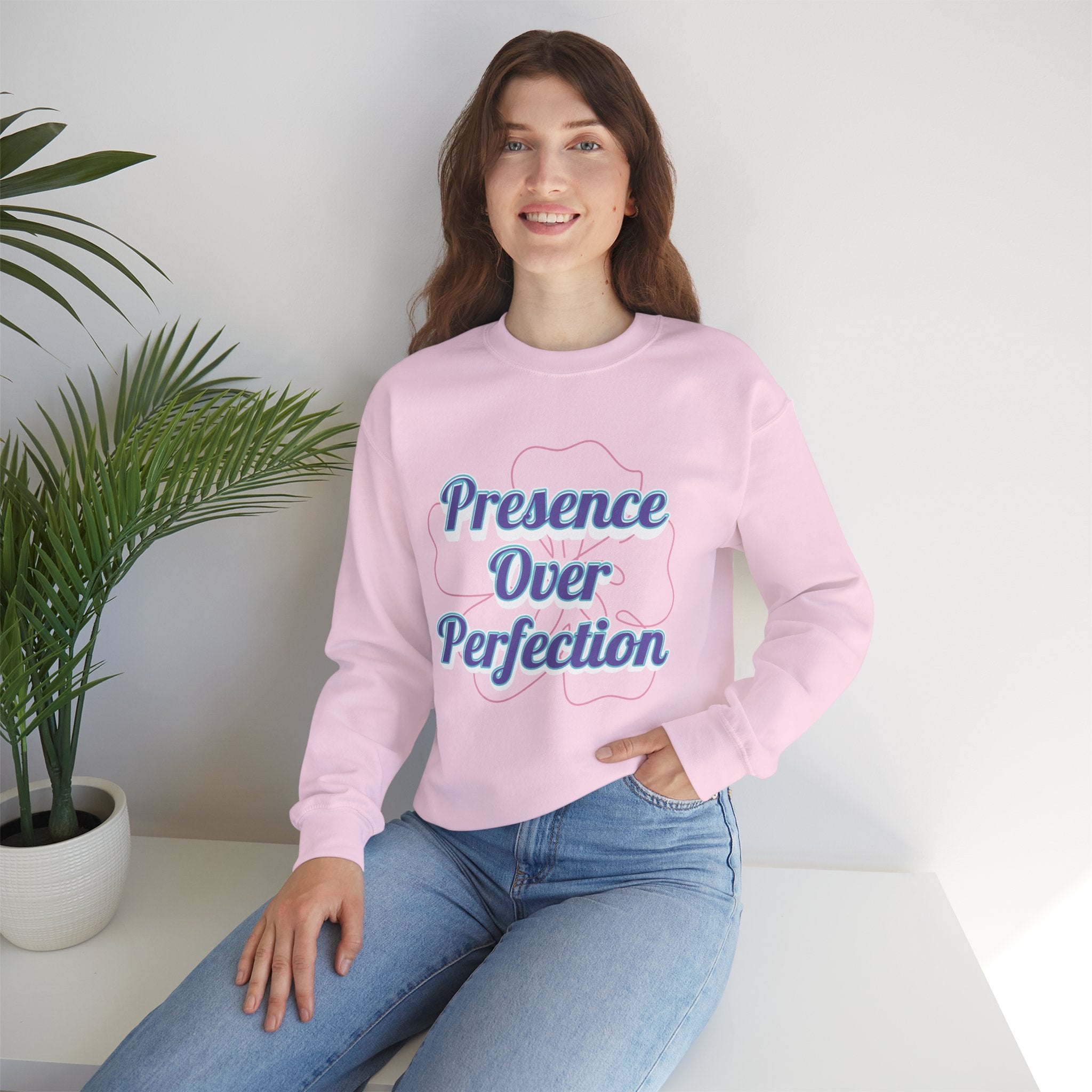 Presence Over Perfection Mother's Day Sweatshirt — Colourful Crewneck