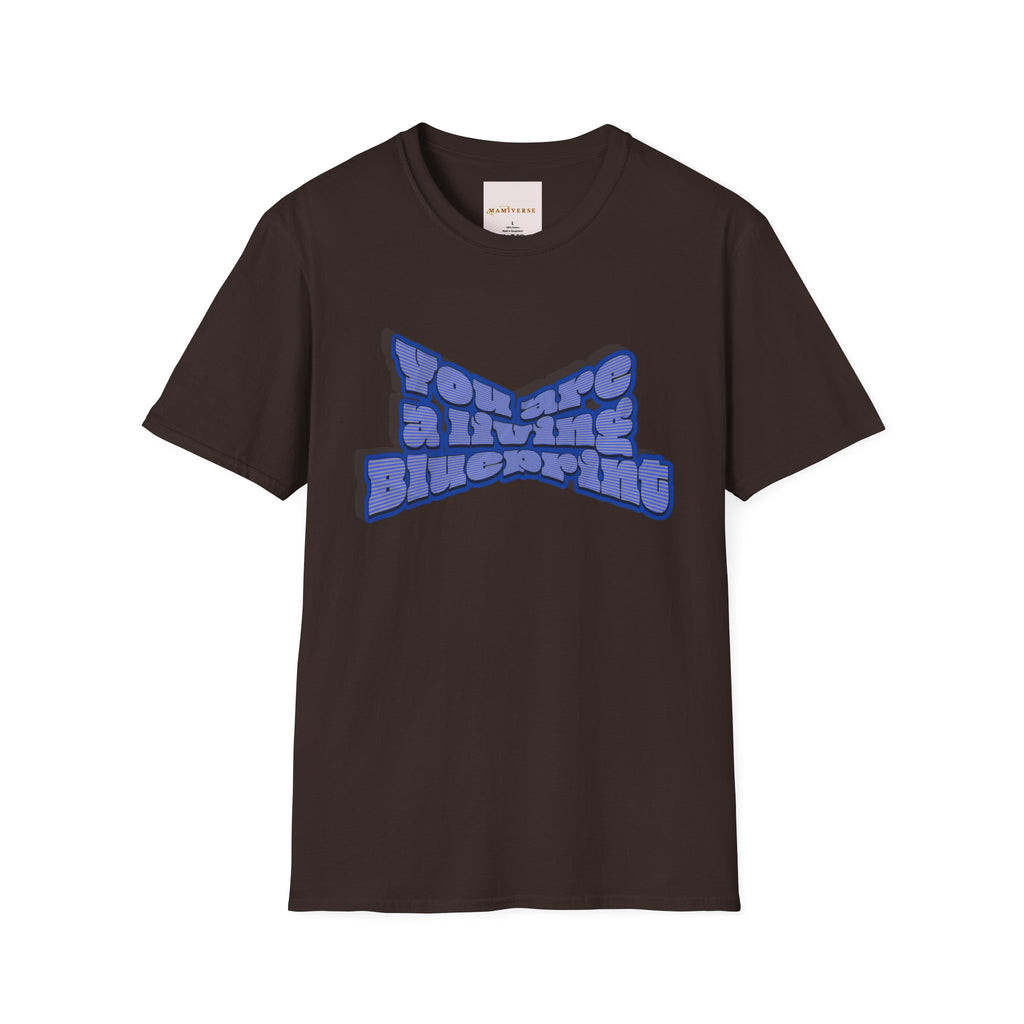 You Are A Living Blueprint Retro Bubble Text T‑Shirt — Motivational Mother's Day Gift Graphic Tee