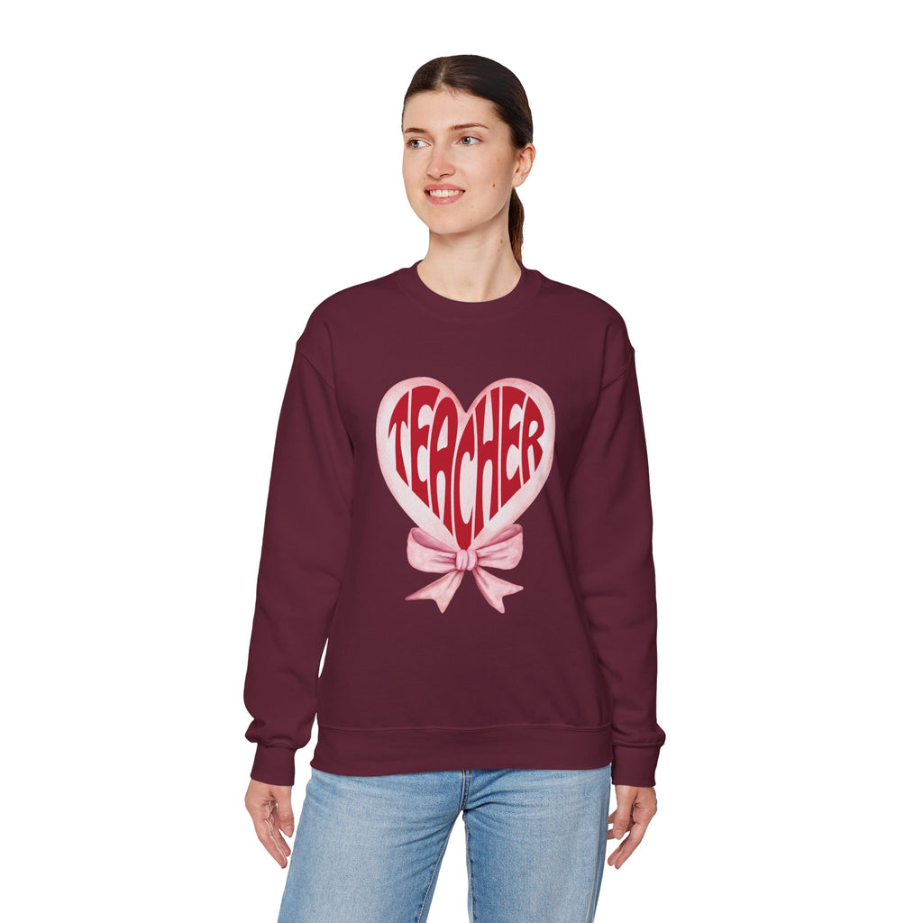 Teacher Ribbon Heart Appreciation Crewneck Sweatshirt