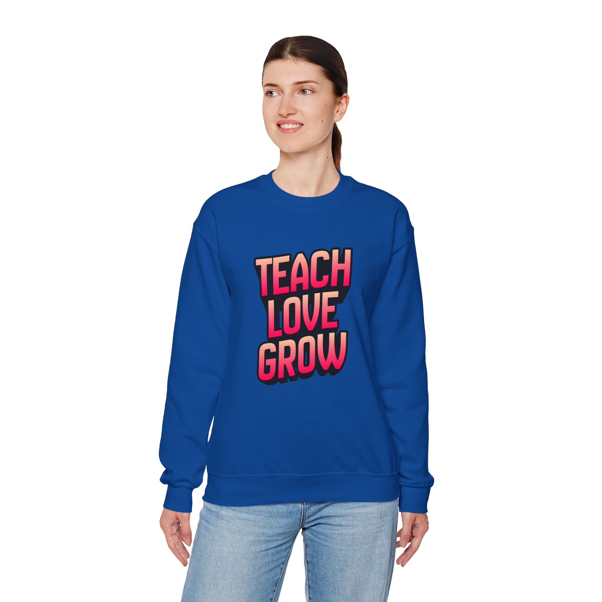 Teach Love Grow Teacher Appreciation Crewneck Sweatshirt