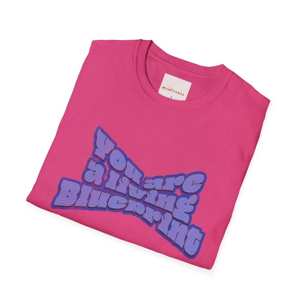 You Are A Living Blueprint Retro Bubble Text T‑Shirt — Motivational Mother's Day Gift Graphic Tee
