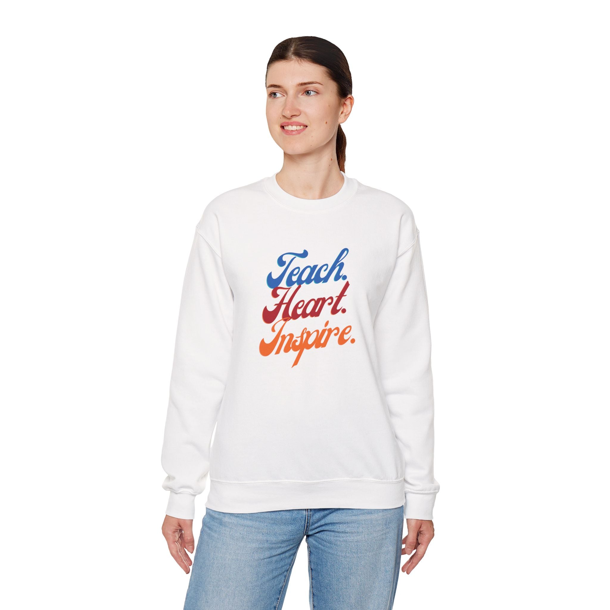 Teacher 'Teach • Heart • Inspire' Crewneck Sweatshirt — Teacher Appreciation Gift