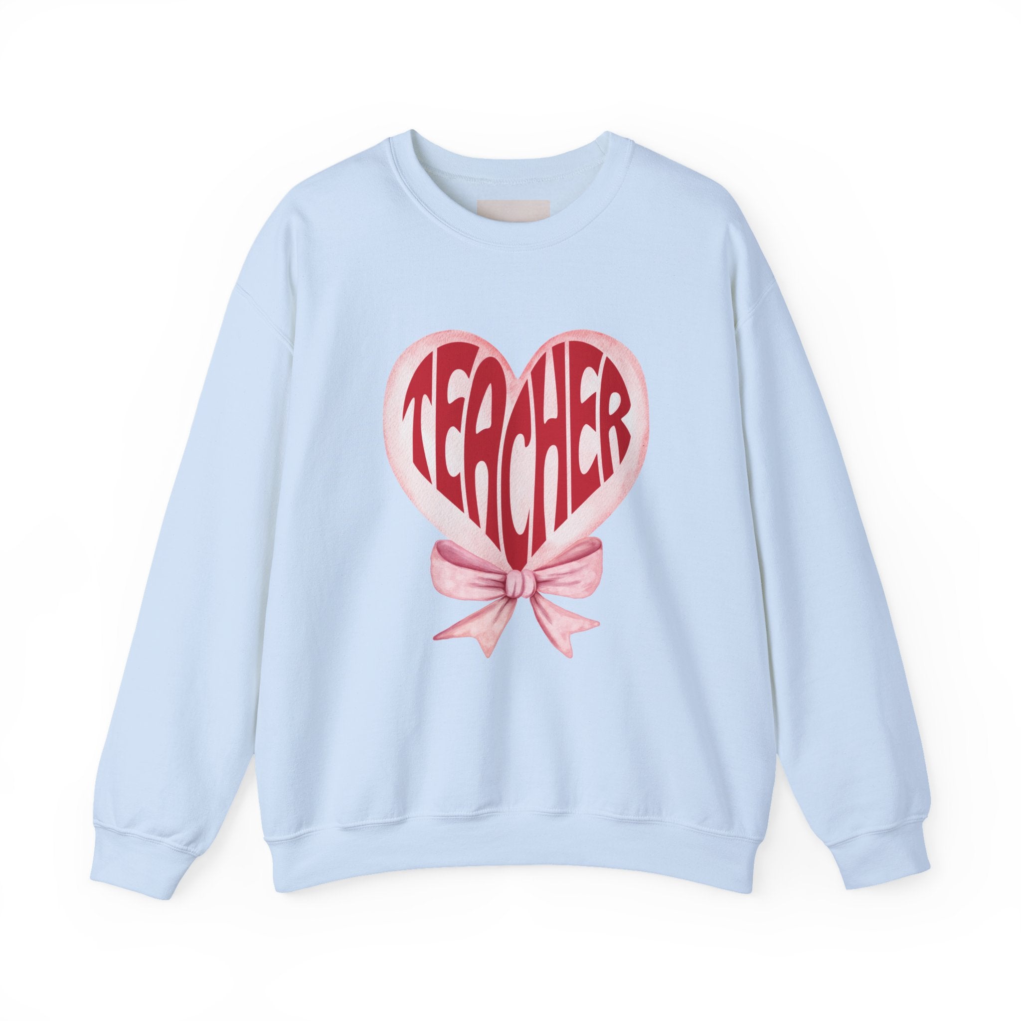 Teacher Ribbon Heart Appreciation Crewneck Sweatshirt