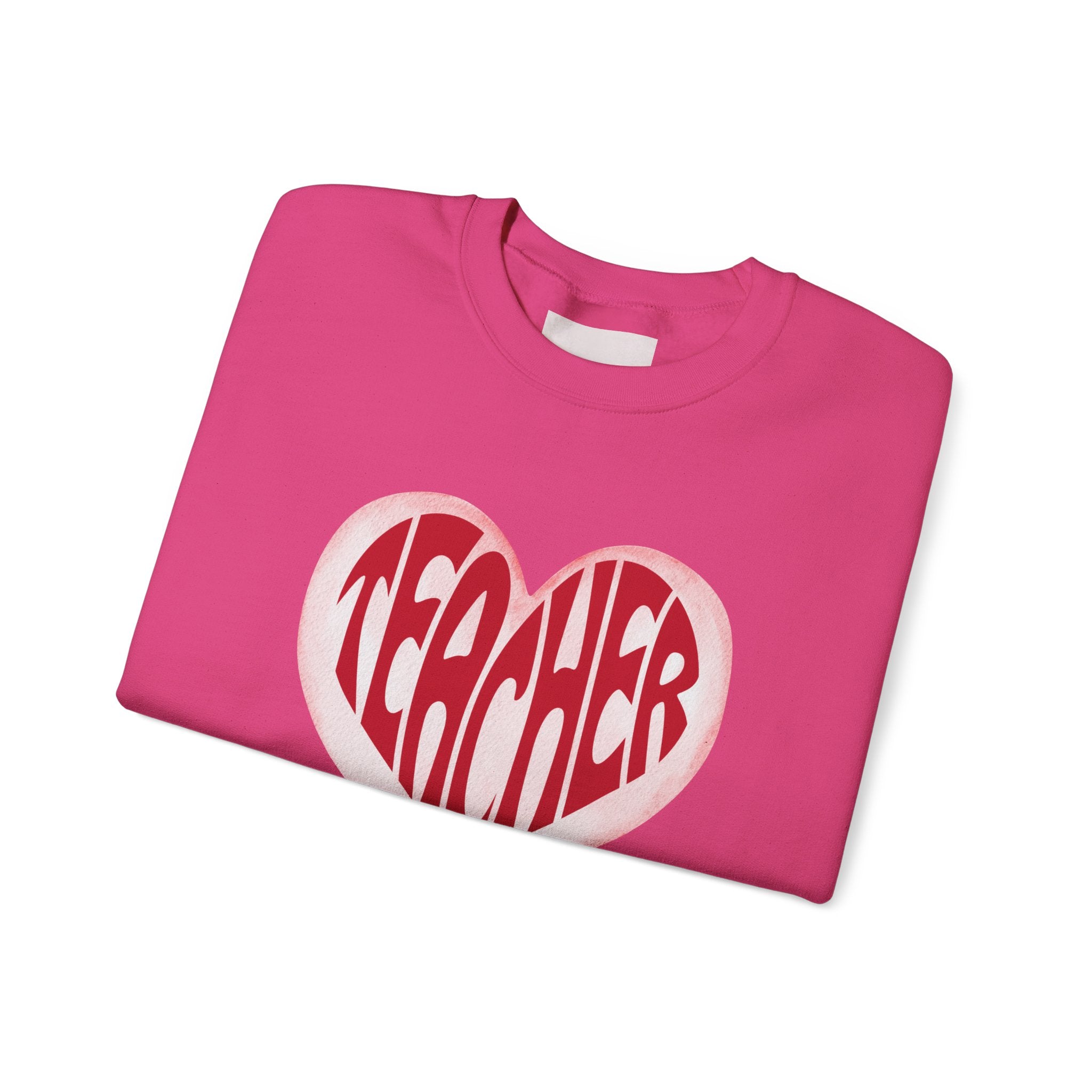 Teacher Ribbon Heart Appreciation Crewneck Sweatshirt