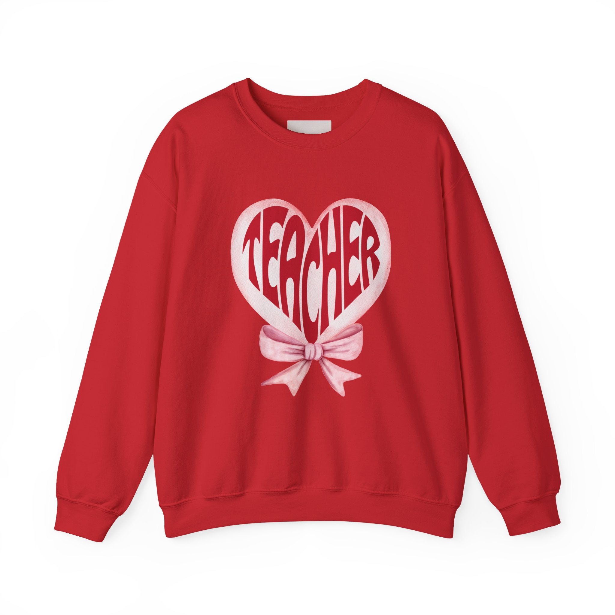 Teacher Ribbon Heart Appreciation Crewneck Sweatshirt