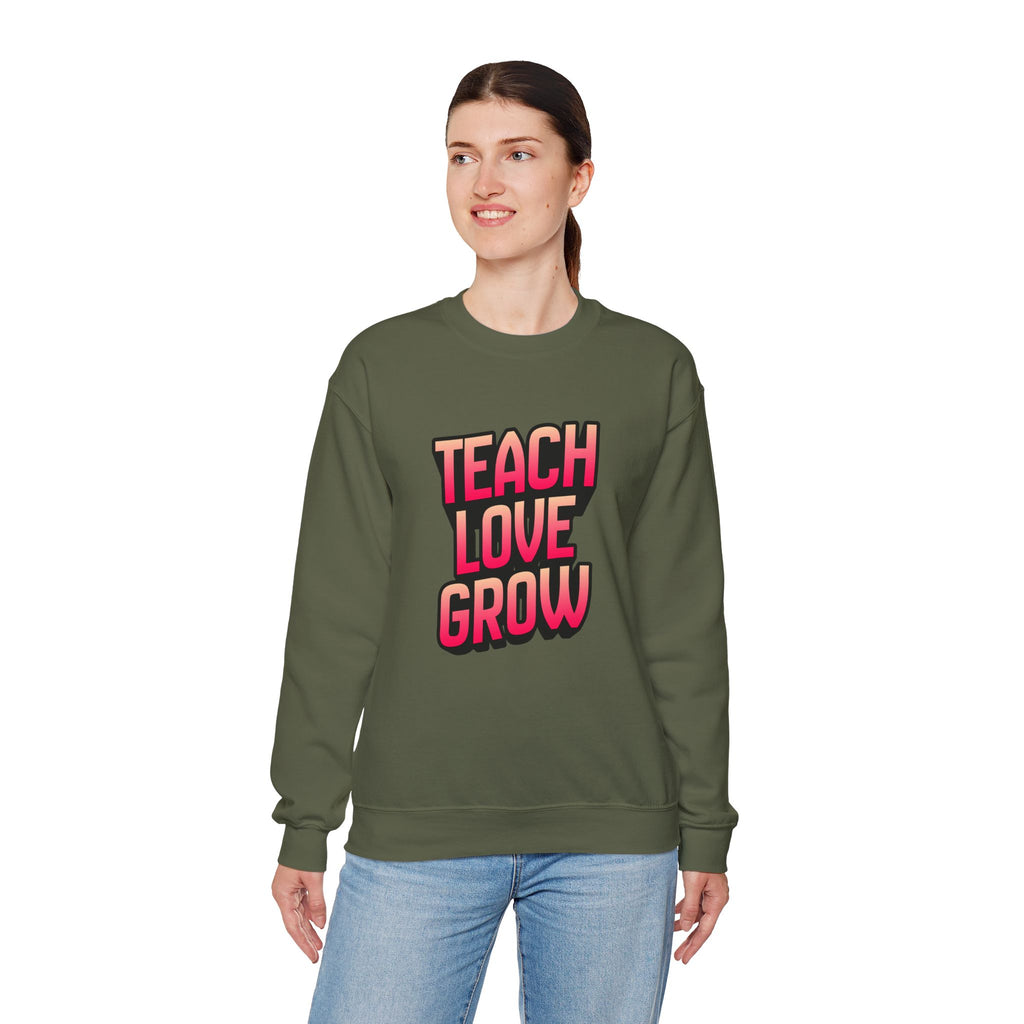 Teach Love Grow Teacher Appreciation Crewneck Sweatshirt