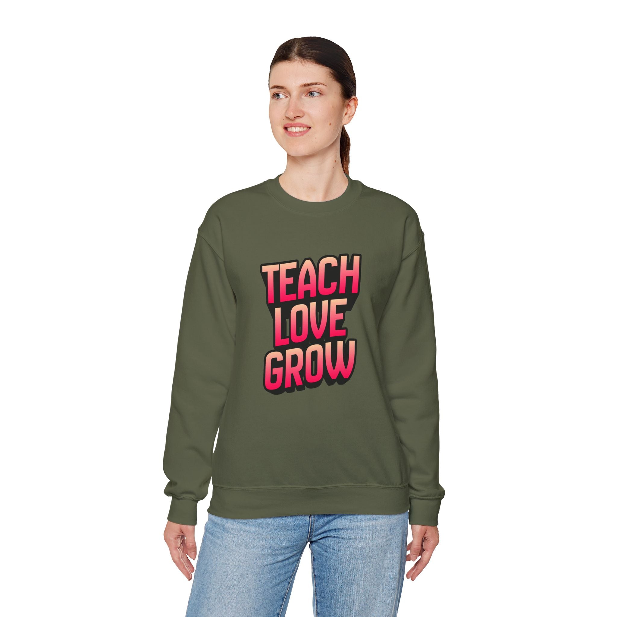 Teach Love Grow Teacher Appreciation Crewneck Sweatshirt