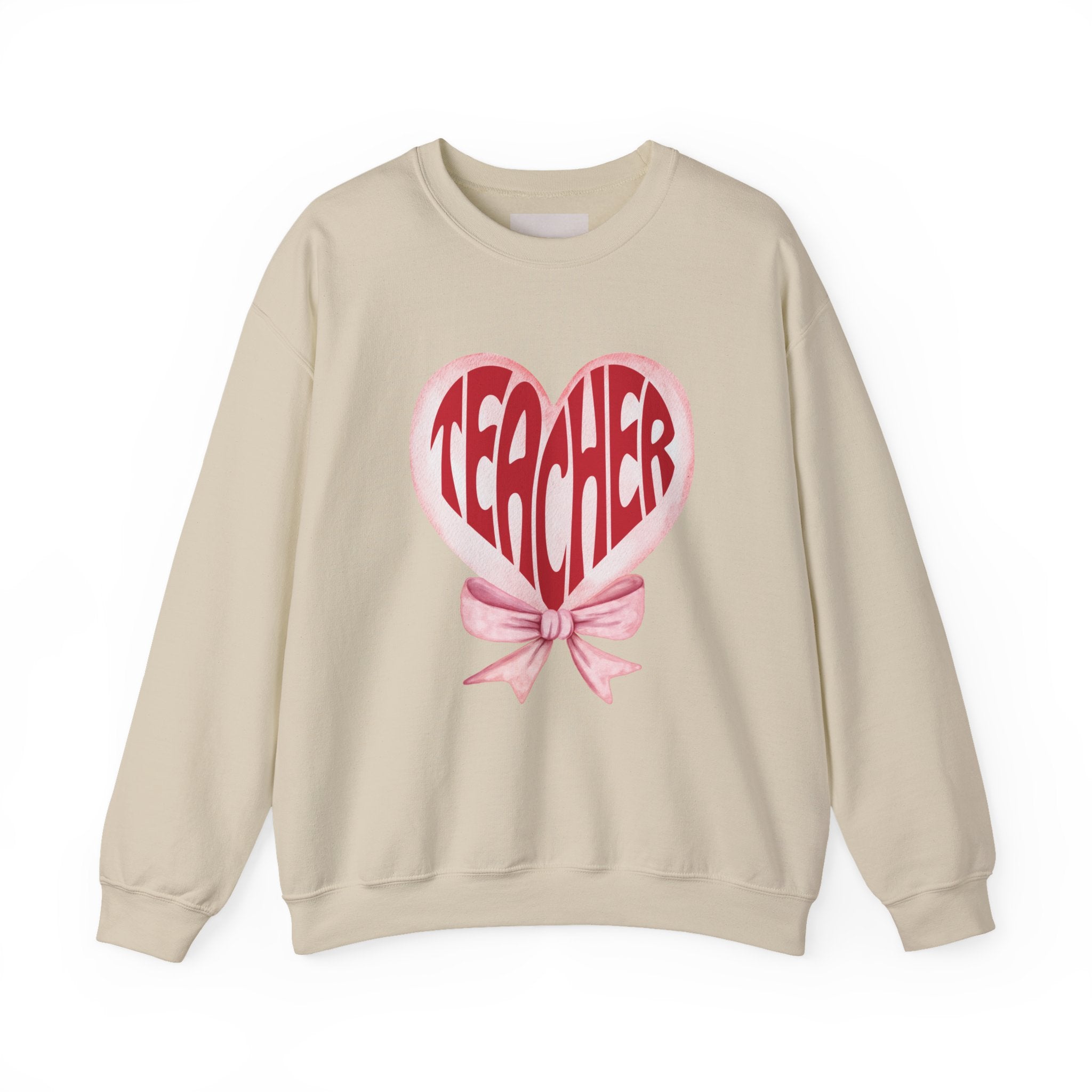 Teacher Ribbon Heart Appreciation Crewneck Sweatshirt