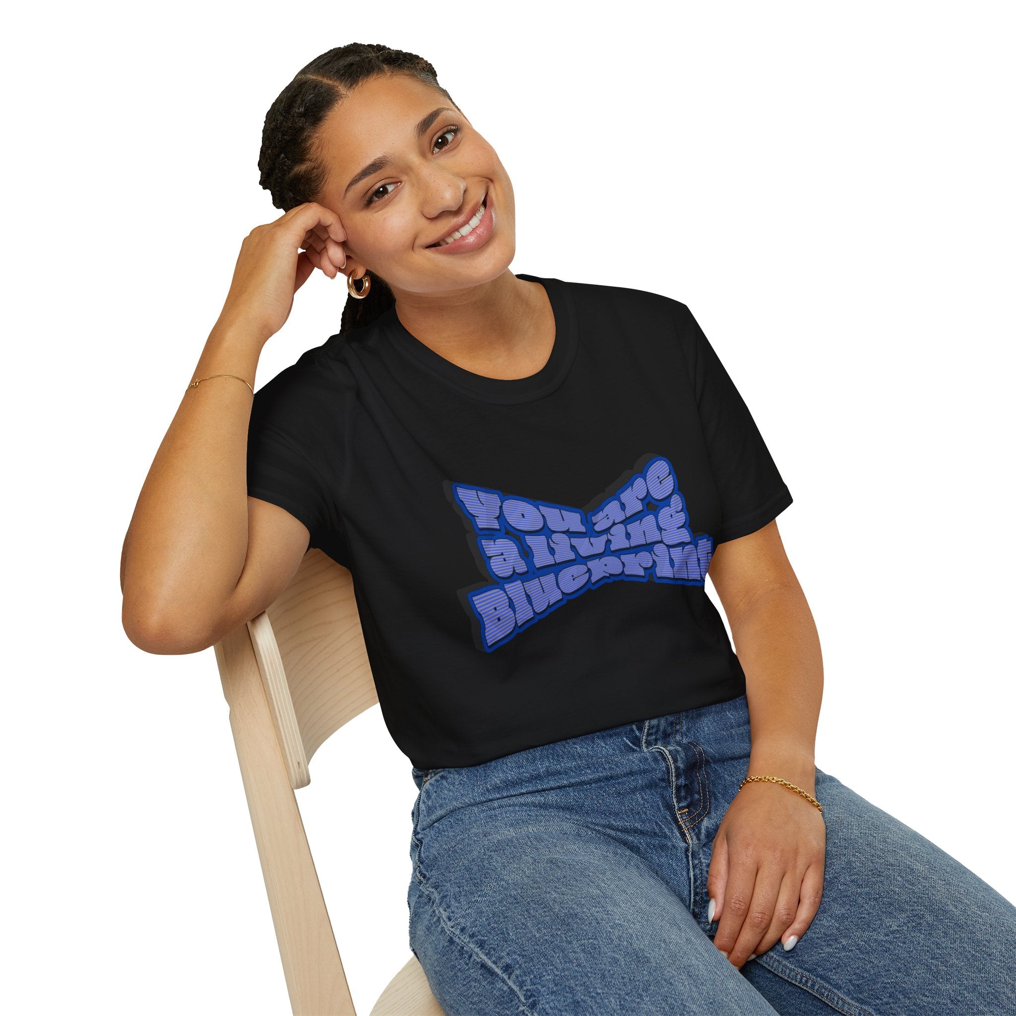 You Are A Living Blueprint Retro Bubble Text T‑Shirt — Motivational Mother's Day Gift Graphic Tee