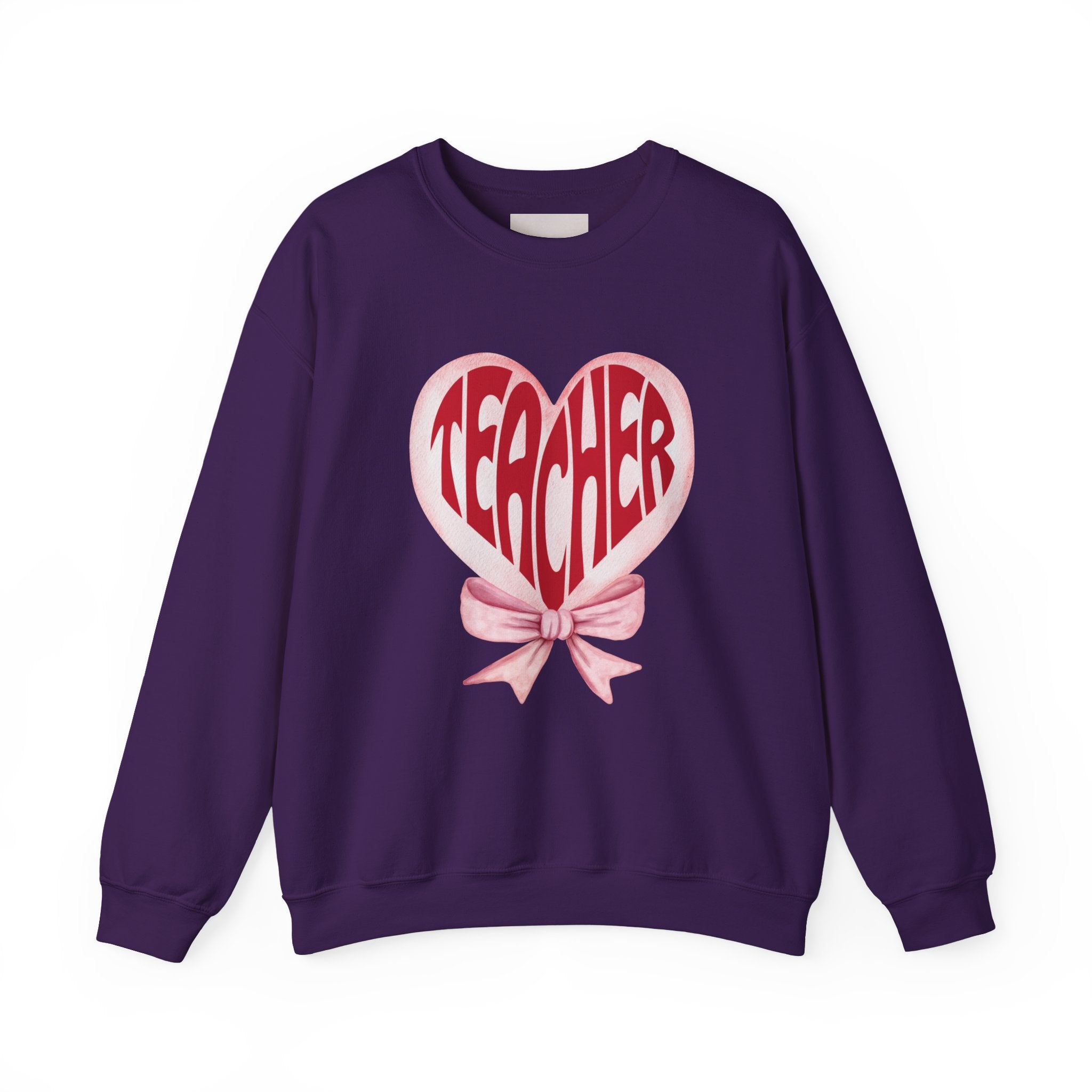 Teacher Ribbon Heart Appreciation Crewneck Sweatshirt