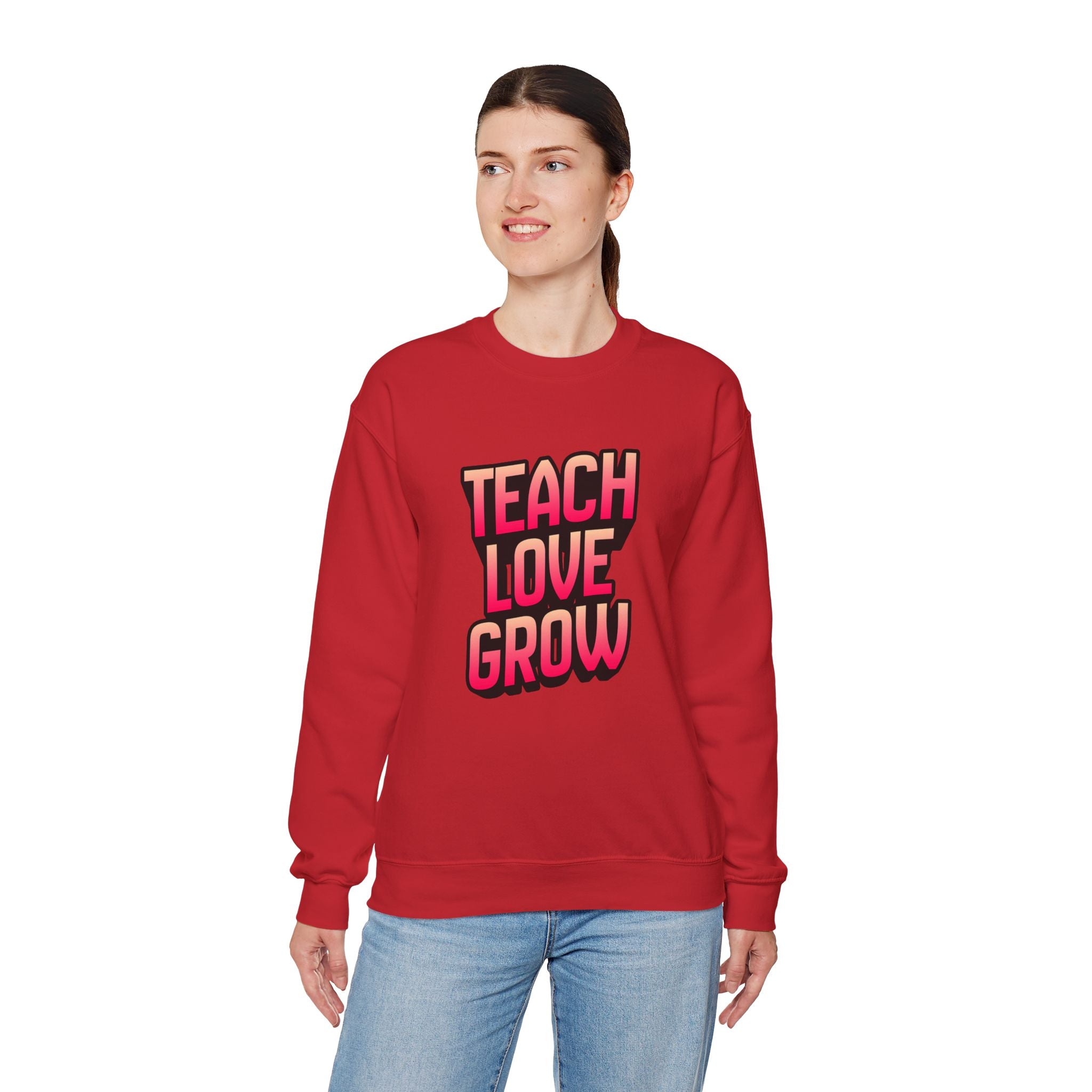 Teach Love Grow Teacher Appreciation Crewneck Sweatshirt