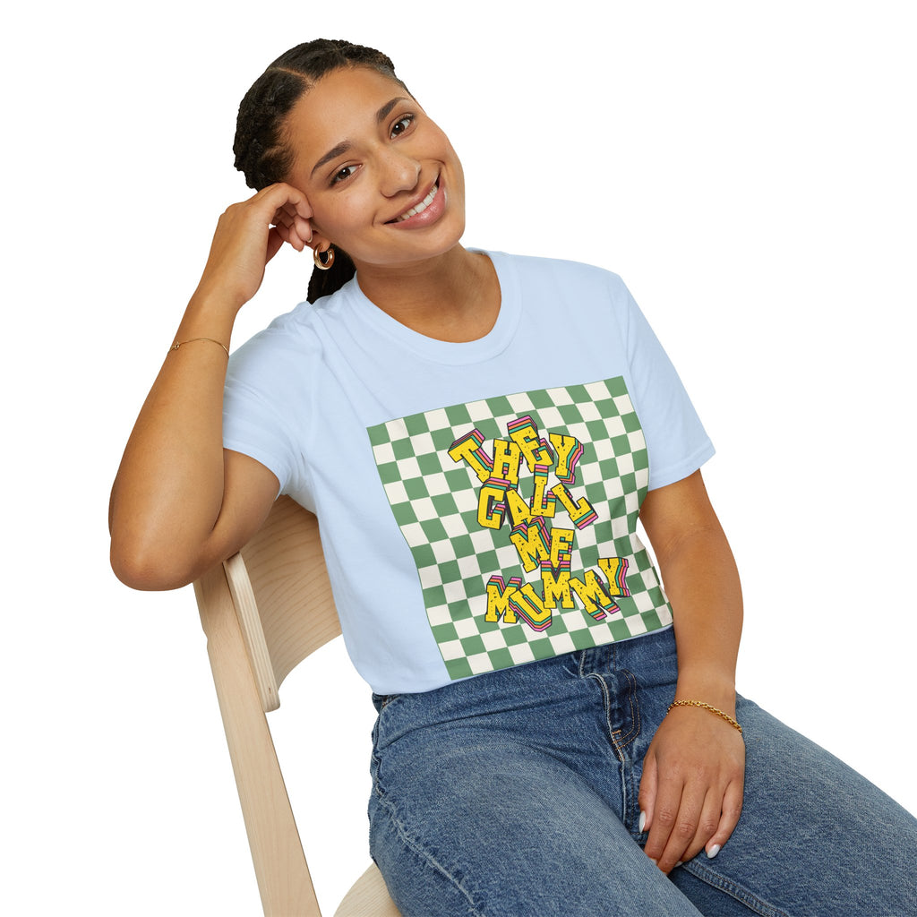 They Call Me Mummy 90s Checkered Mother's Day T-Shirt