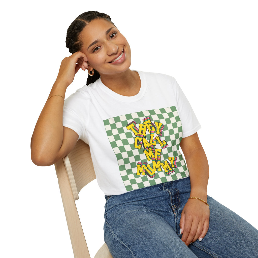 They Call Me Mummy 90s Checkered Mother's Day T-Shirt