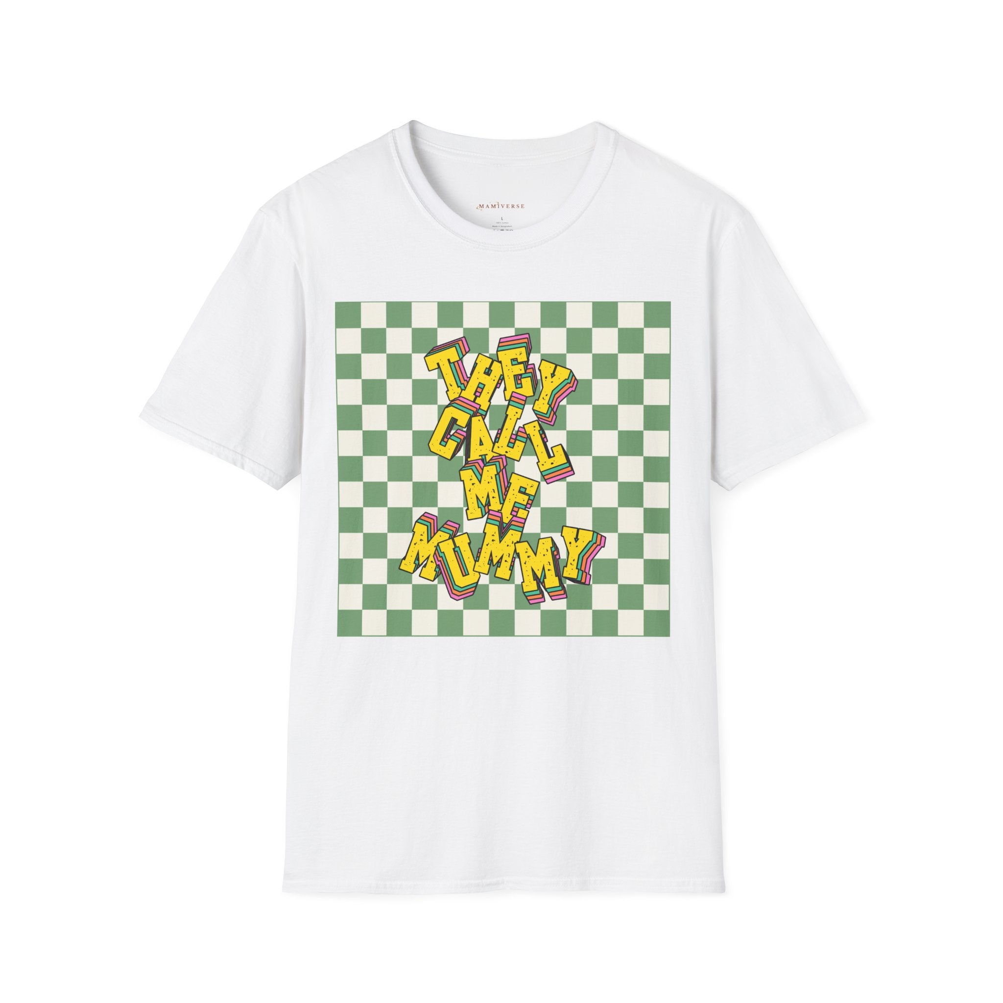 They Call Me Mummy 90s Checkered Mother's Day T-Shirt