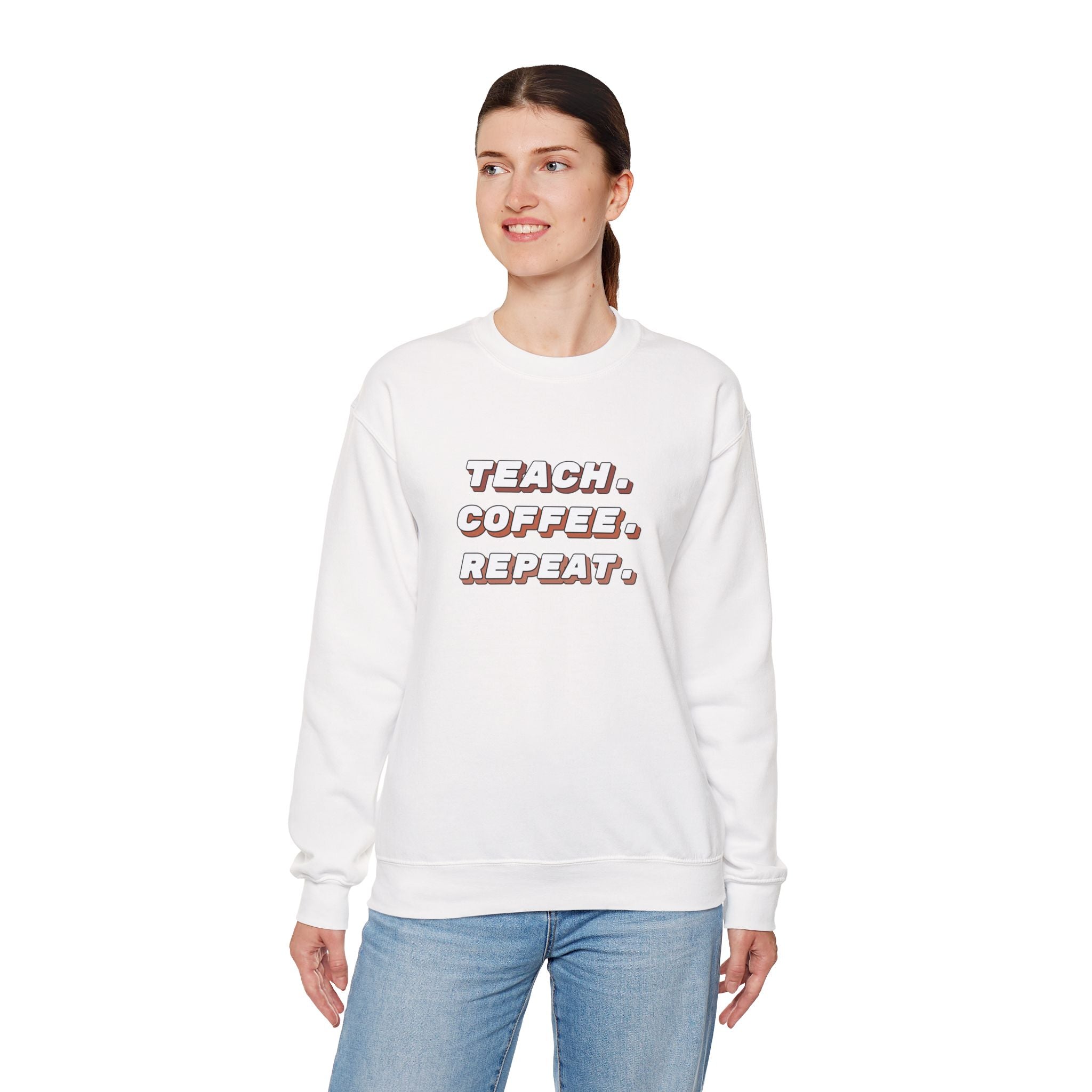Teacher "Teach • Coffee • Repeat" Crewneck Sweatshirt — Teacher Appreciation Gift