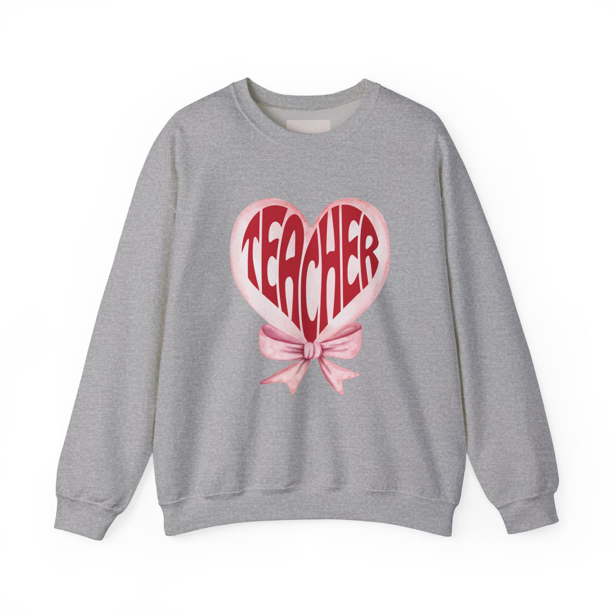 Teacher Ribbon Heart Appreciation Crewneck Sweatshirt