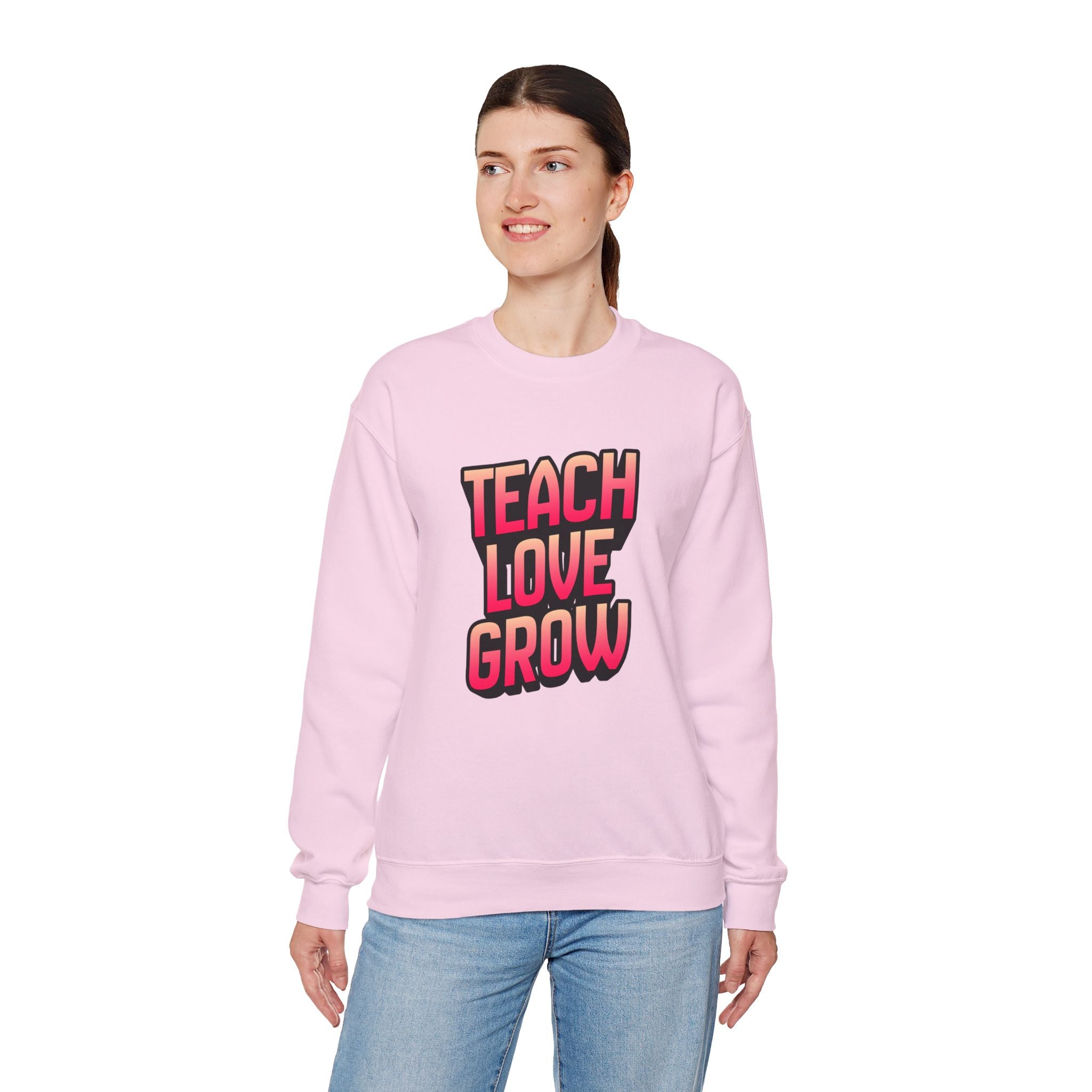 Teach Love Grow Teacher Appreciation Crewneck Sweatshirt