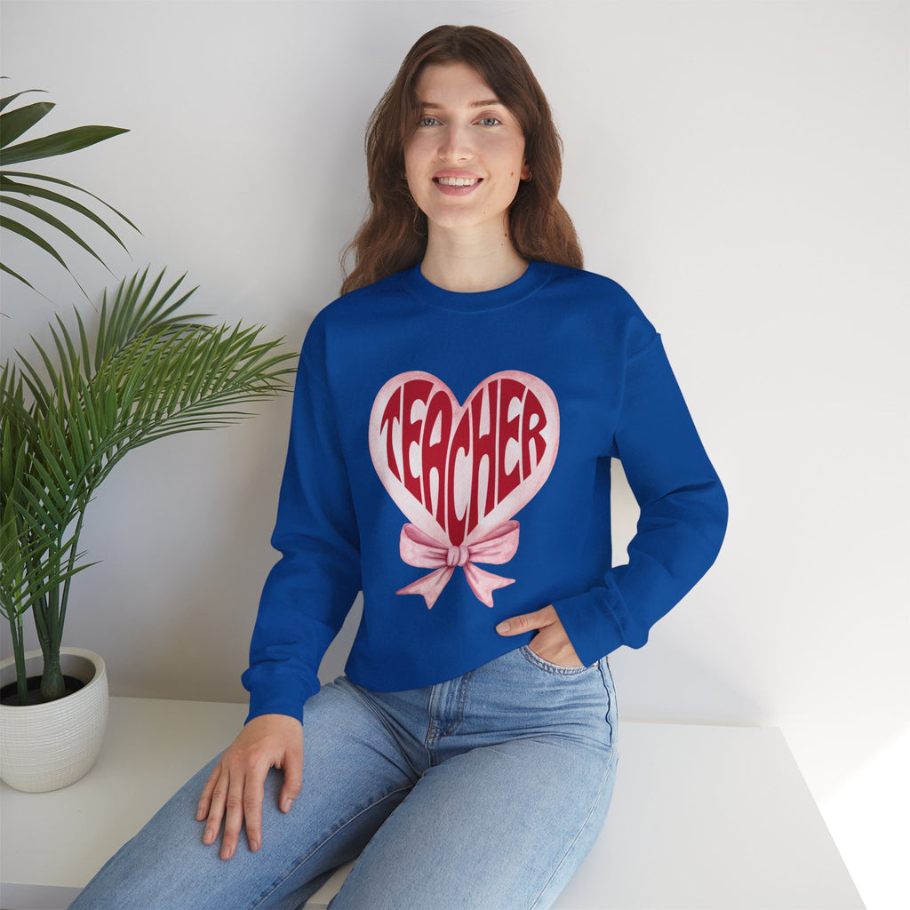 Teacher Ribbon Heart Appreciation Crewneck Sweatshirt