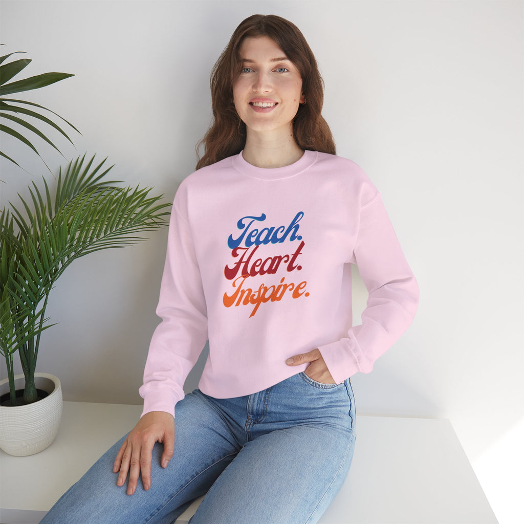 Teacher 'Teach • Heart • Inspire' Crewneck Sweatshirt — Teacher Appreciation Gift