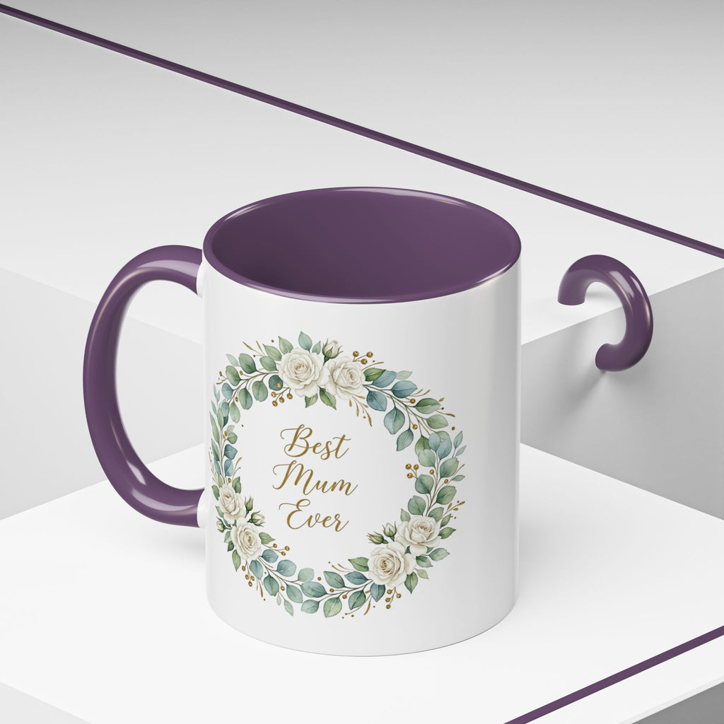 Best Mum Ever Floral Wreath Accent Coffee Mug (11/15oz)