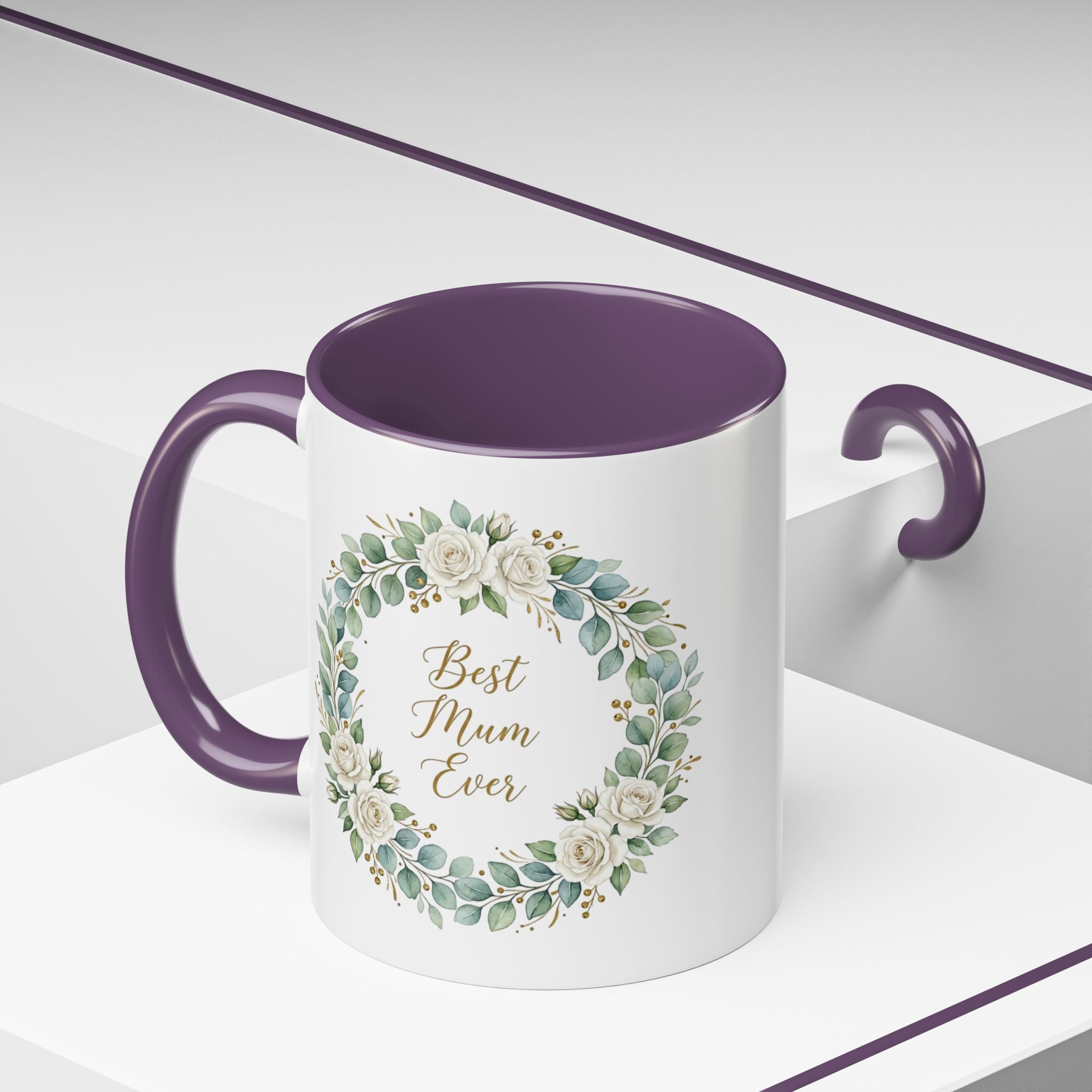 Best Mum Ever Floral Wreath Accent Coffee Mug (11/15oz)