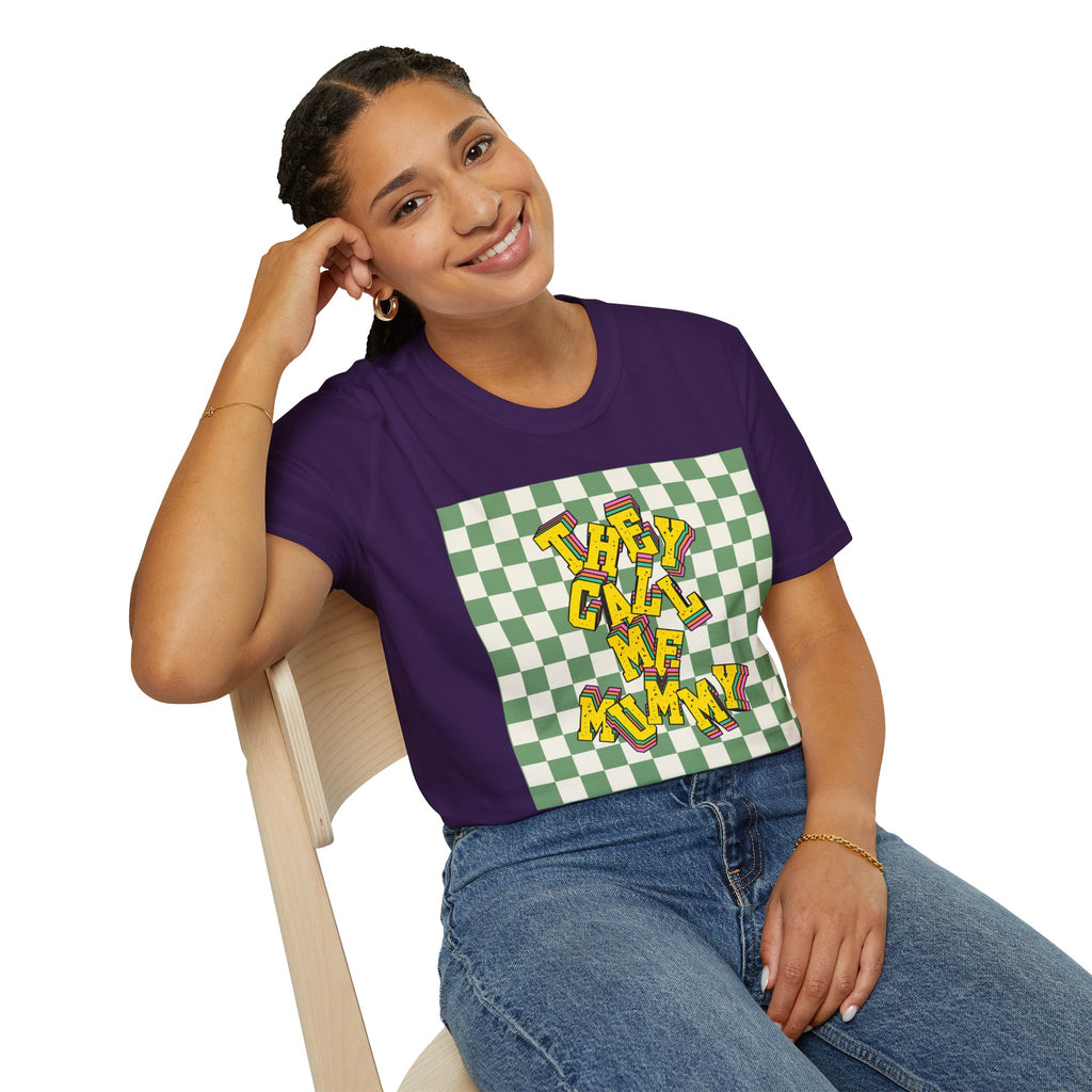 They Call Me Mummy 90s Checkered Mother's Day T-Shirt