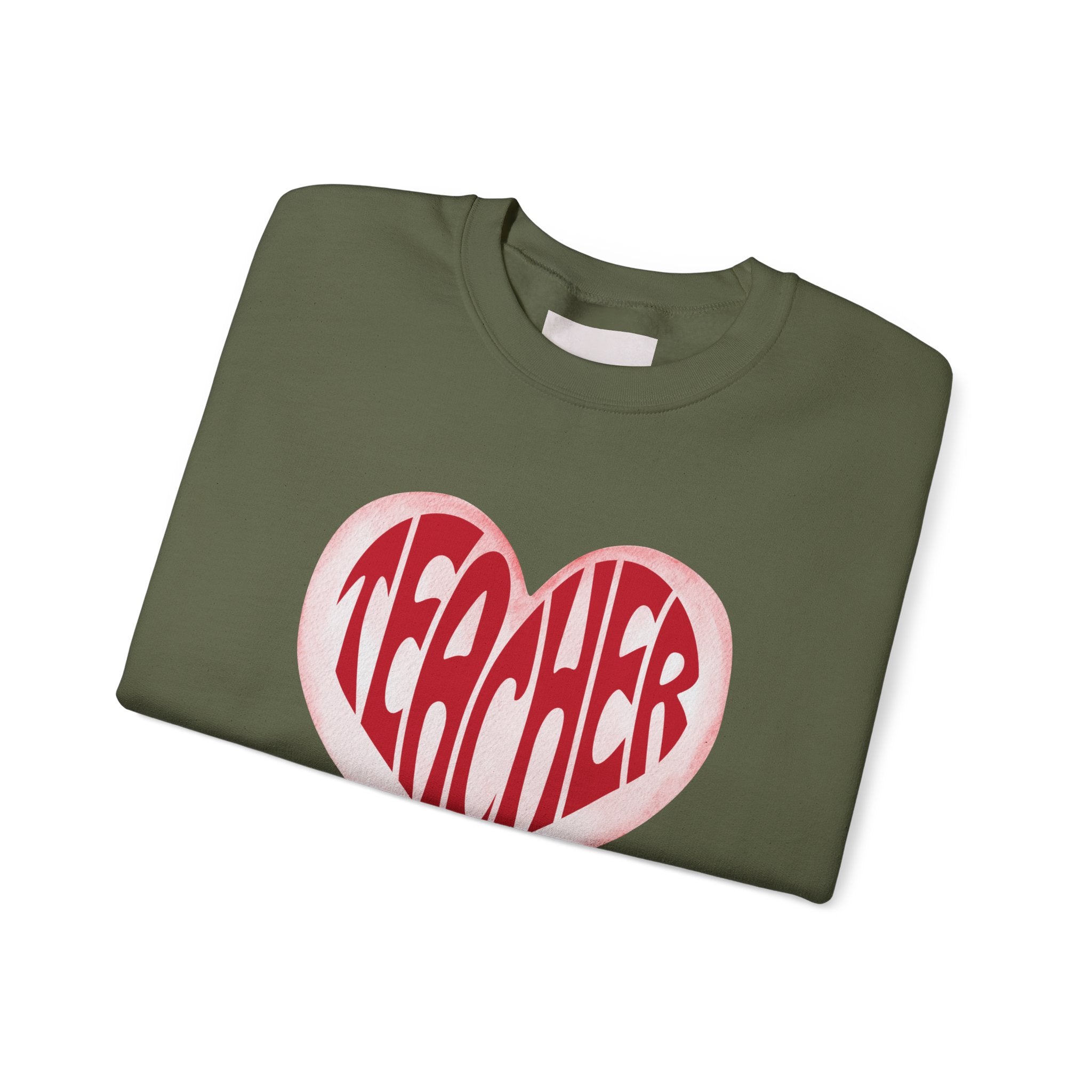 Teacher Ribbon Heart Appreciation Crewneck Sweatshirt