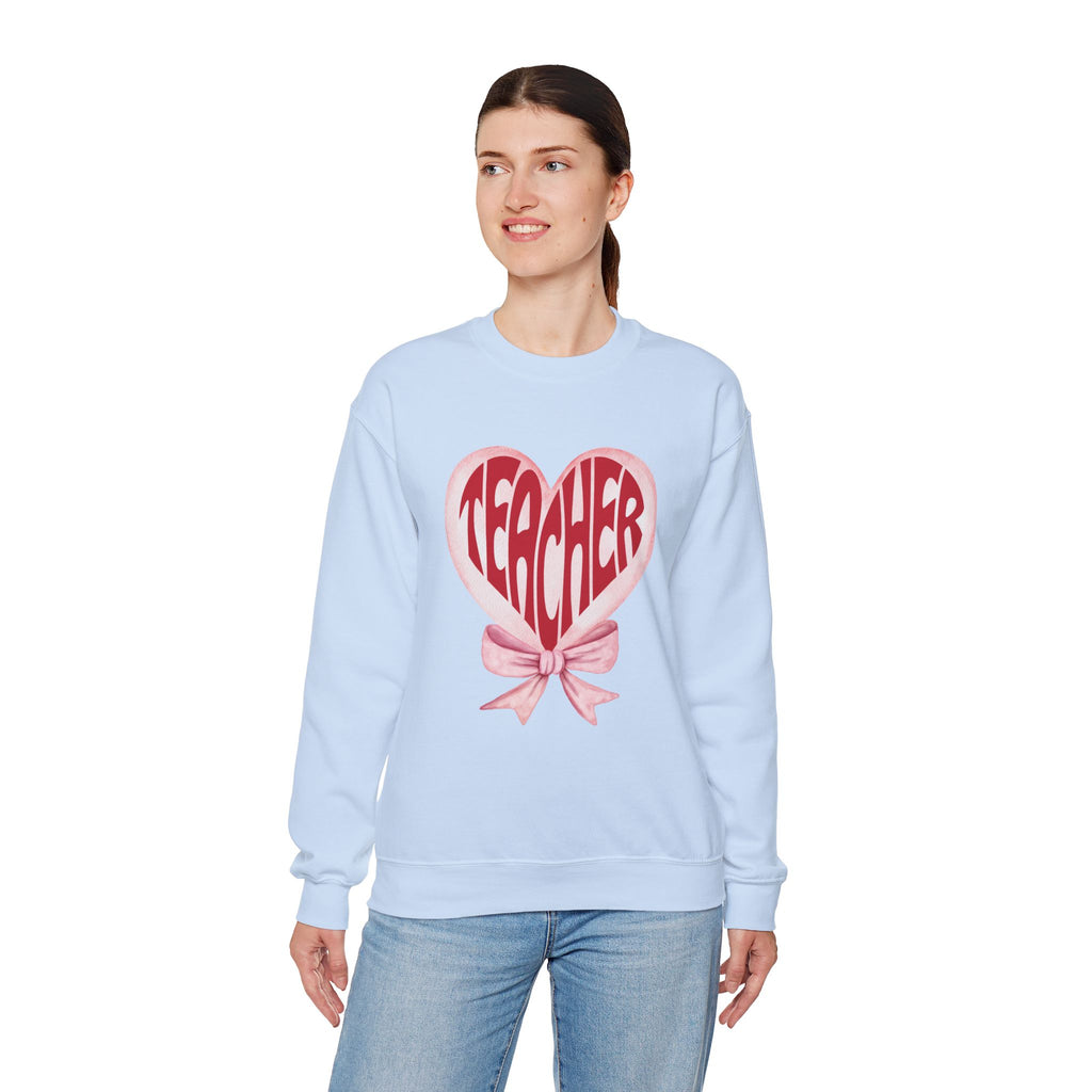 Teacher Ribbon Heart Appreciation Crewneck Sweatshirt