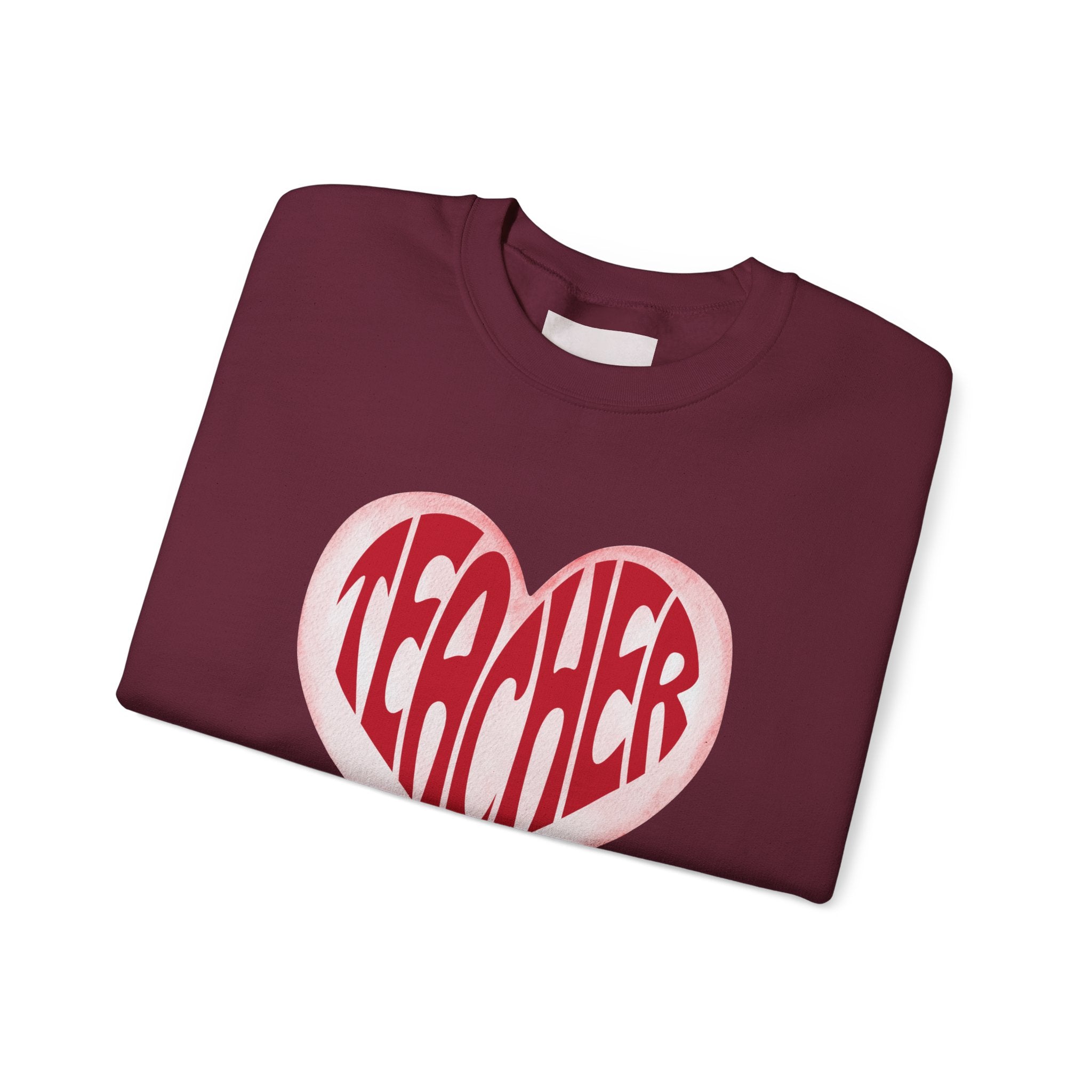 Teacher Ribbon Heart Appreciation Crewneck Sweatshirt