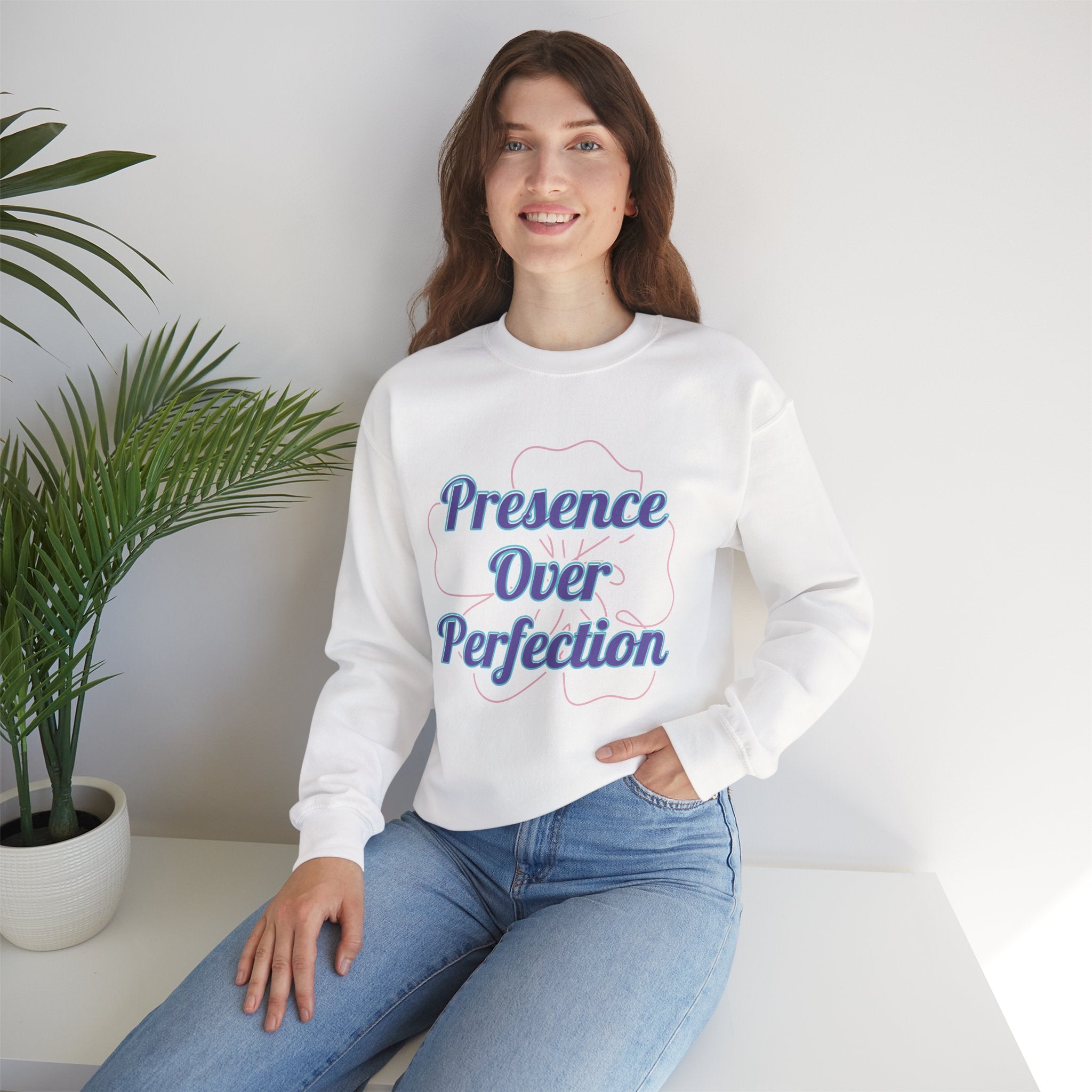 Presence Over Perfection Mother's Day Sweatshirt — Colourful Crewneck