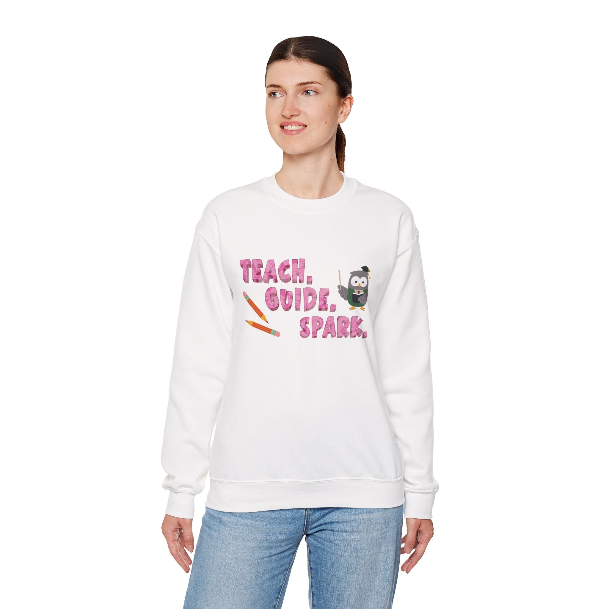 Teacher "Teach • Guide • Spark" Crewneck Sweatshirt — Teacher Appreciation Gift