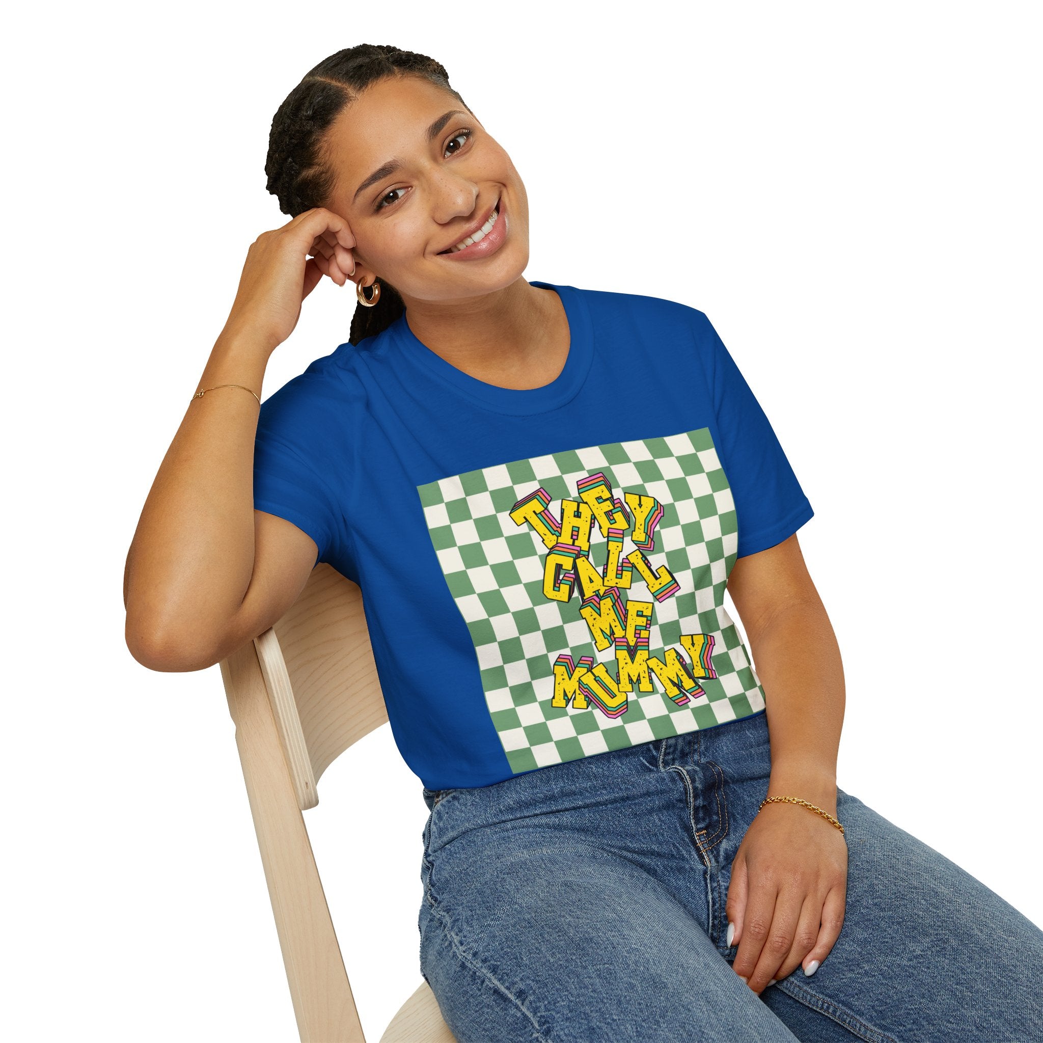 They Call Me Mummy 90s Checkered Mother's Day T-Shirt